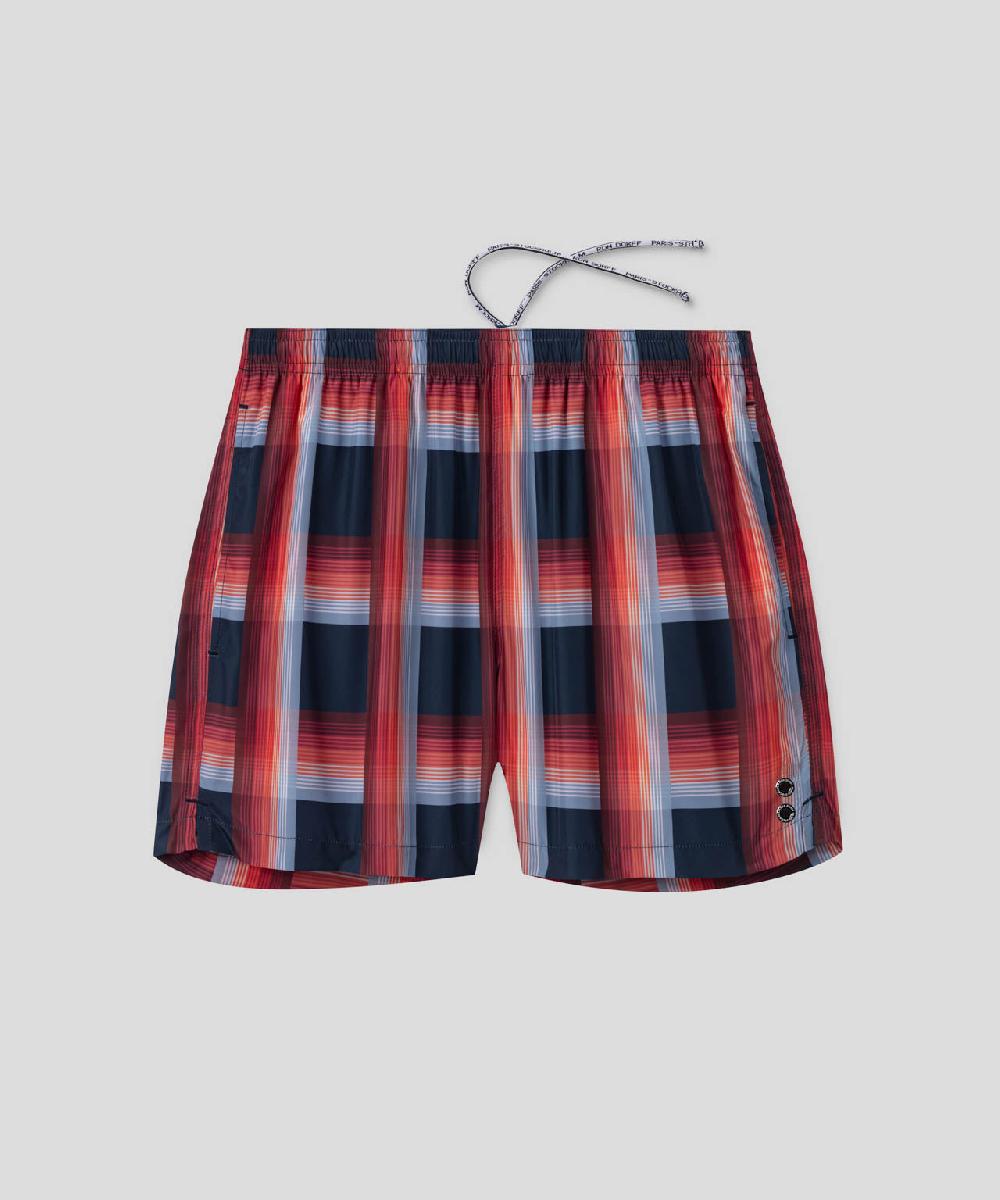 Ron Dorff Short De Bain à Larges Carreaux Bleu Marine