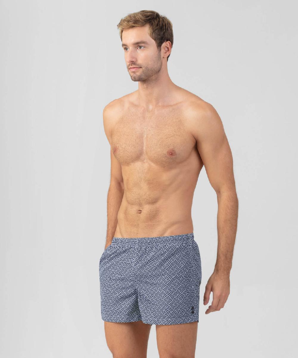 Ron Dorff Short De Bain à Motif Graphique Bleu Marine
