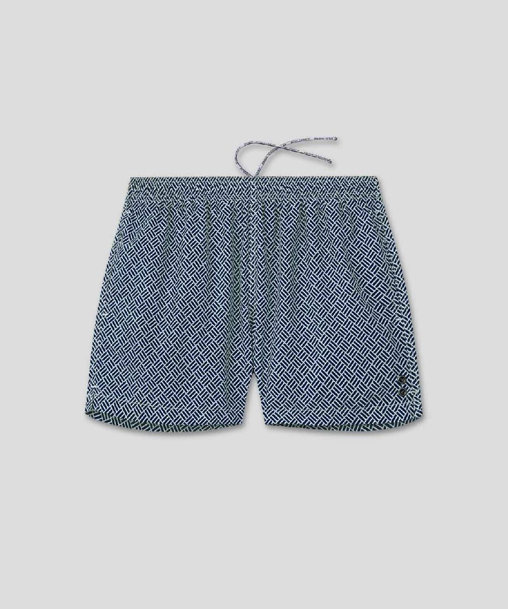 Ron Dorff Short De Bain à Motif Graphique Bleu Marine
