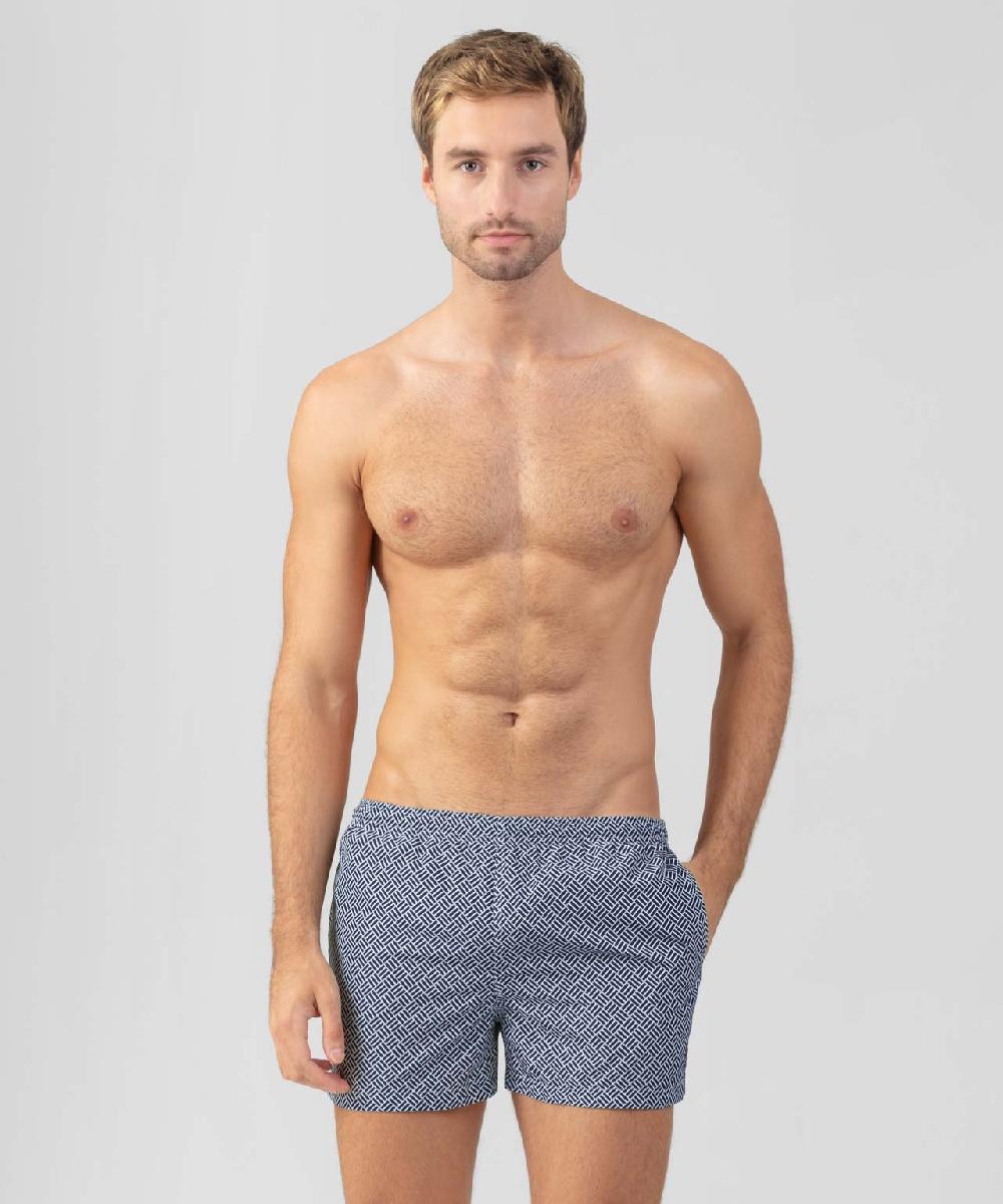 ron dorff Short de bain à motif graphique Bleu marine