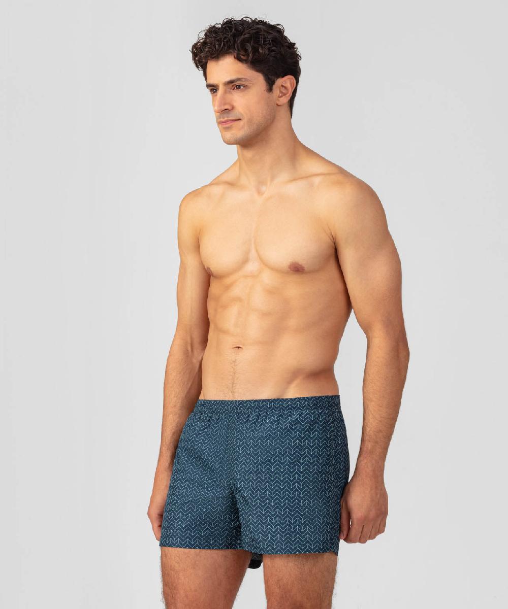 Ron Dorff Short De Bain à Motif Nordique Bleu Marine