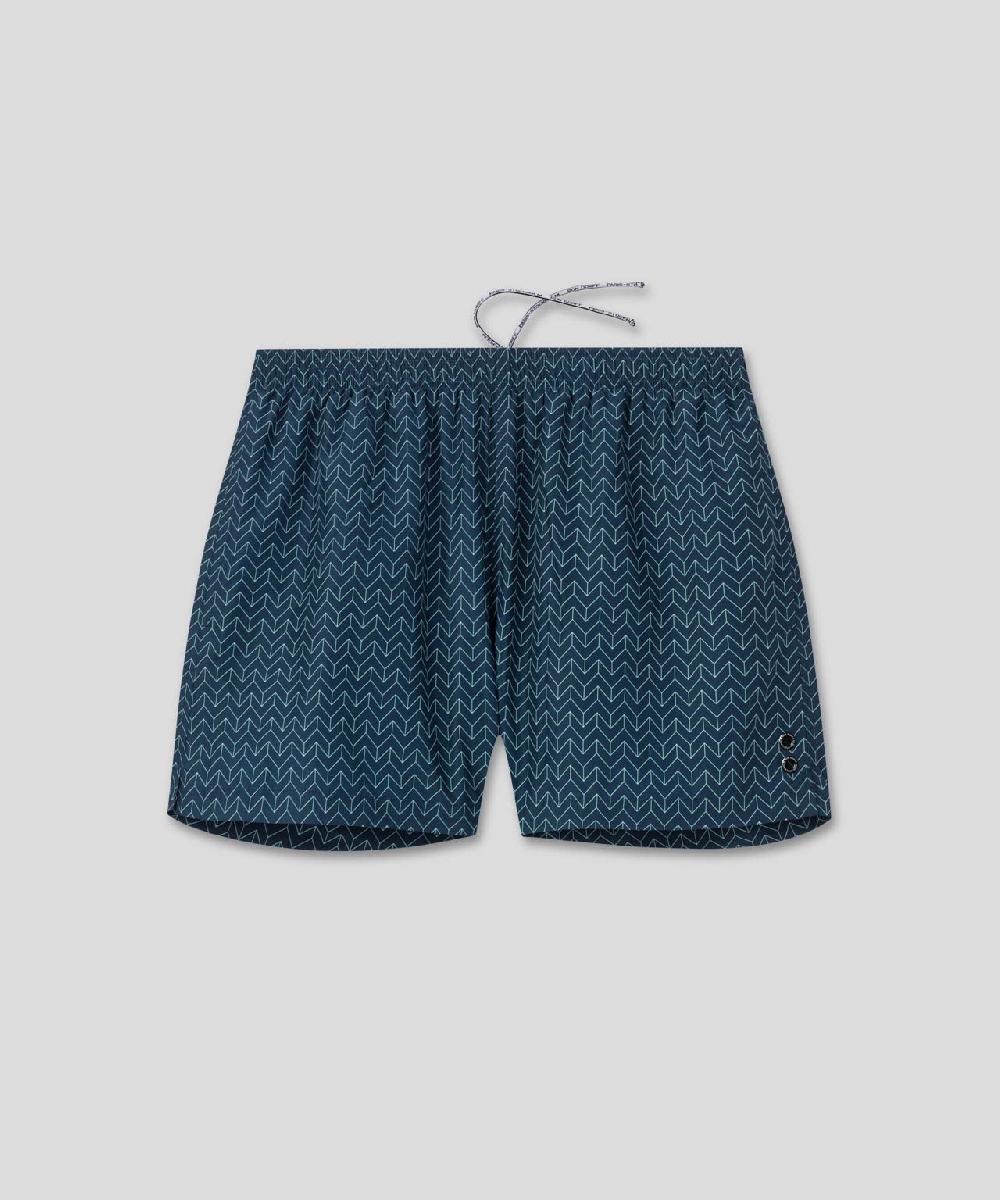 Ron Dorff Short De Bain à Motif Nordique Bleu Marine
