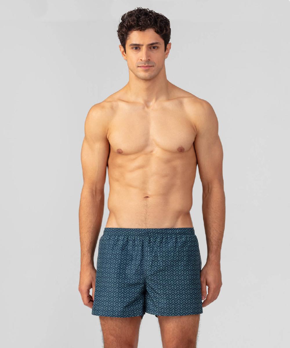 ron dorff Short de bain à motif nordique Bleu marine