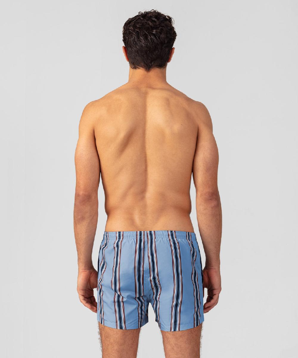 Ron Dorff Short De Bain à Rayures Irrégulières Bleu Denim Clair
