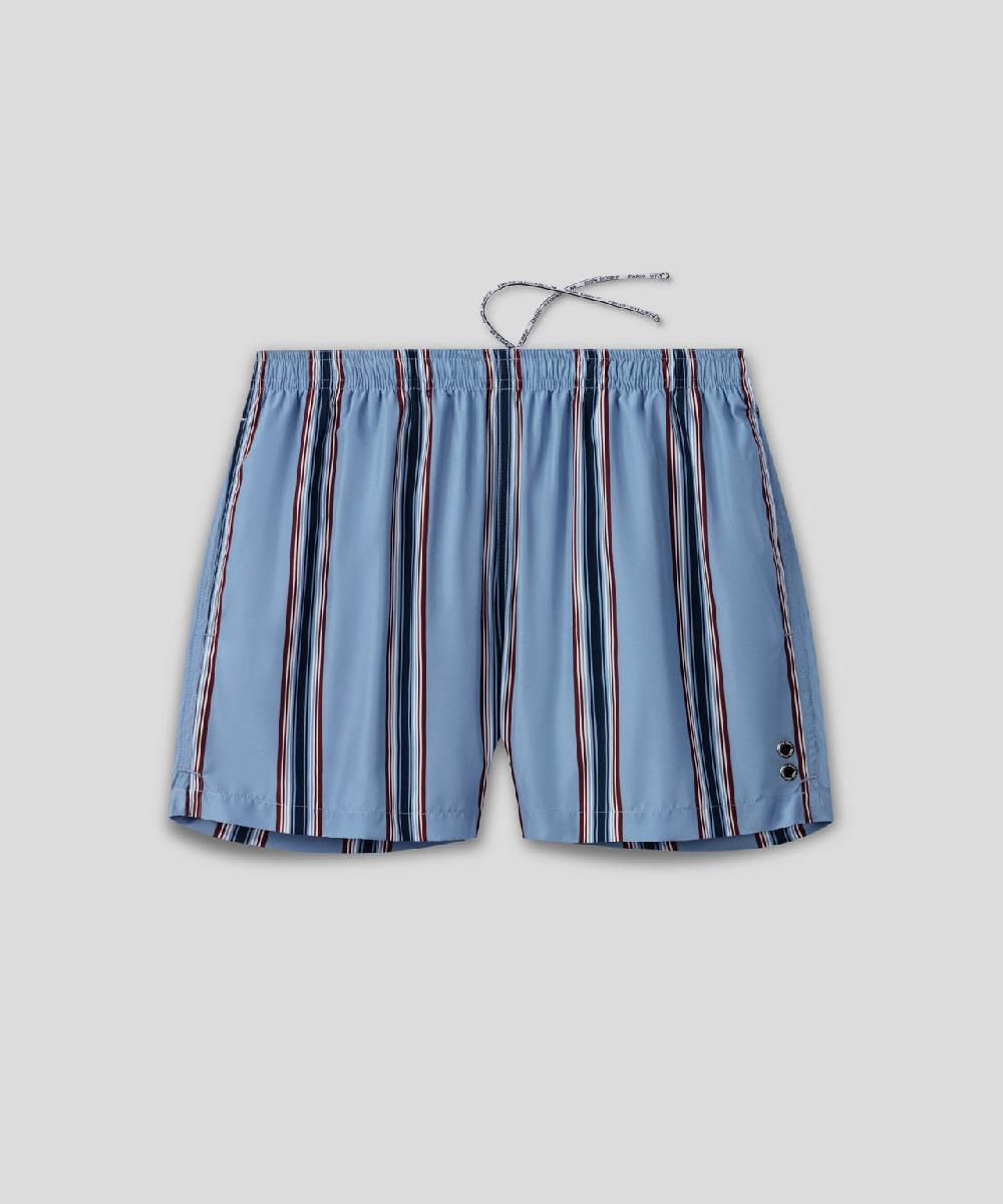 Ron Dorff Short De Bain à Rayures Irrégulières Bleu Denim Clair