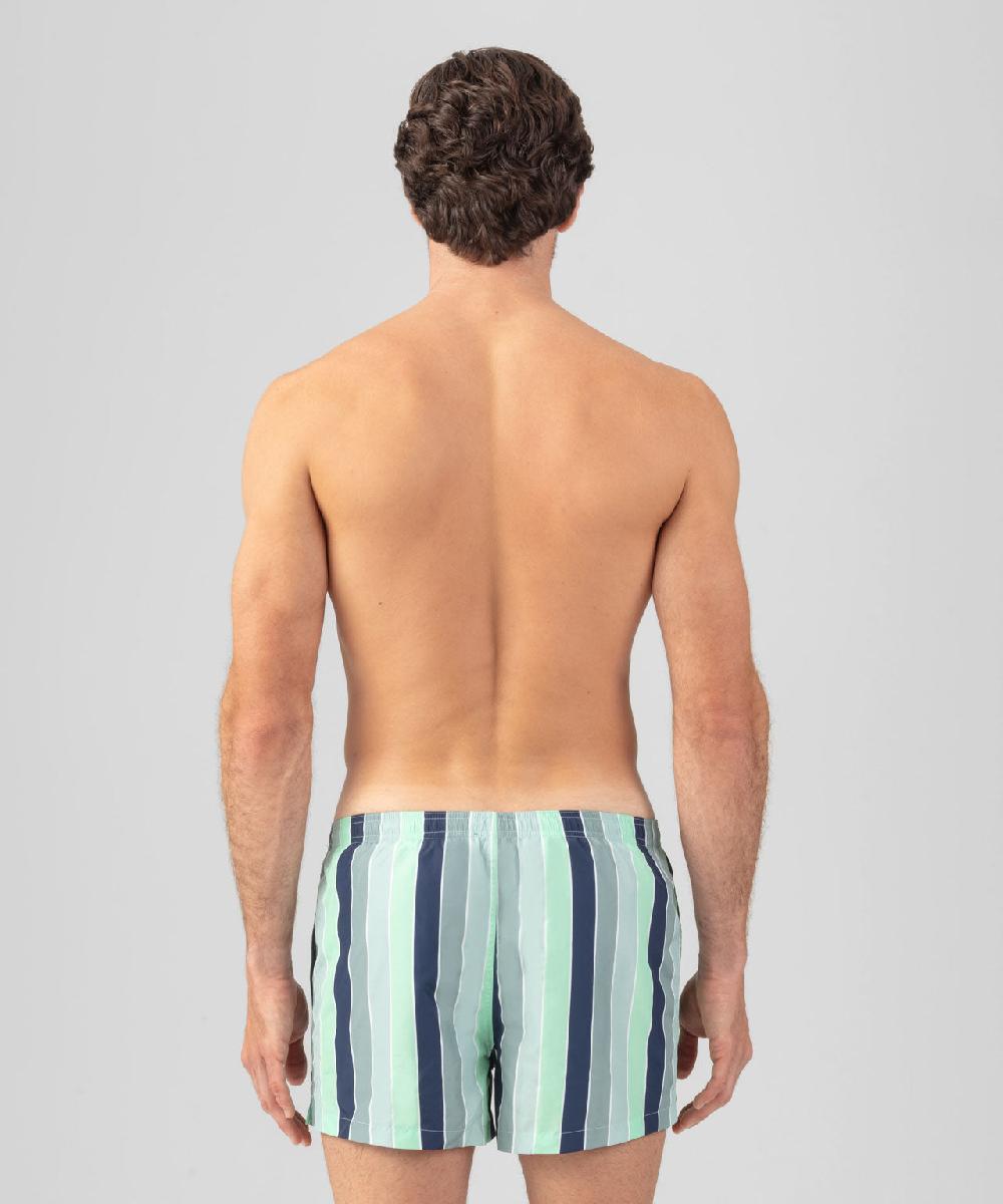 Ron Dorff Short De Bain à Rayures Multicolores Vert De Gris