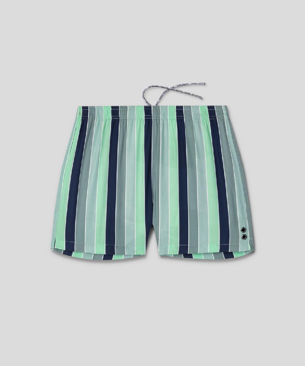 Ron Dorff Short De Bain à Rayures Multicolores Vert De Gris