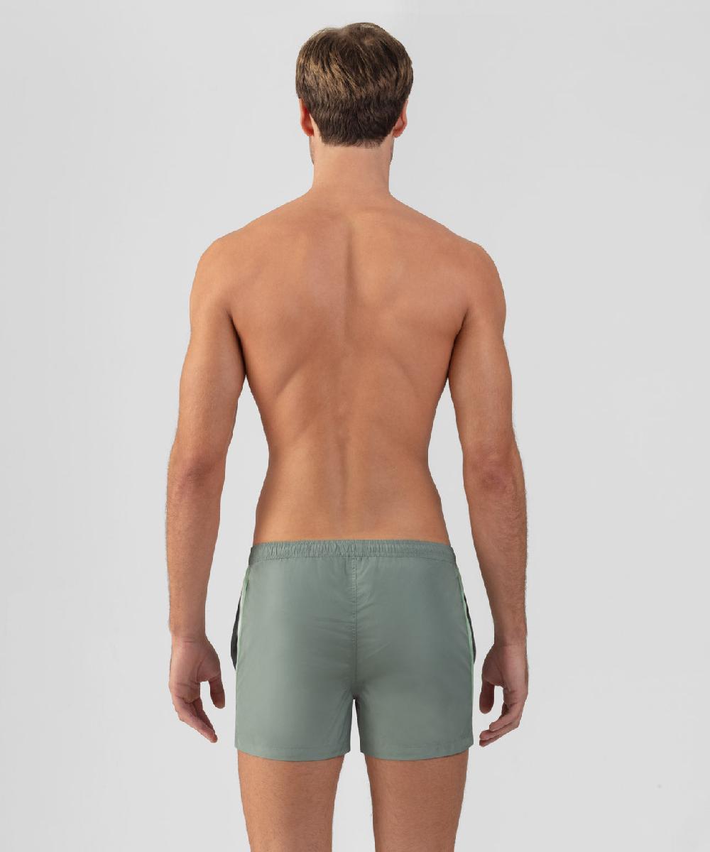 Ron Dorff Short De Bain Avec Bande Rayées Vert De Gris