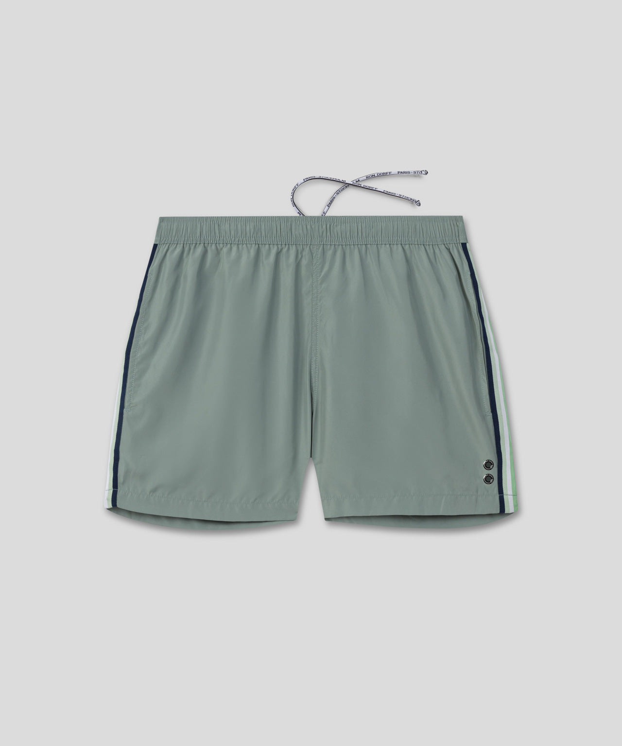 Ron Dorff Short De Bain Avec Bande Rayées Vert De Gris