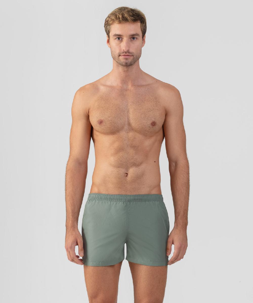 ron dorff Short de bain avec bande rayées Vert de gris