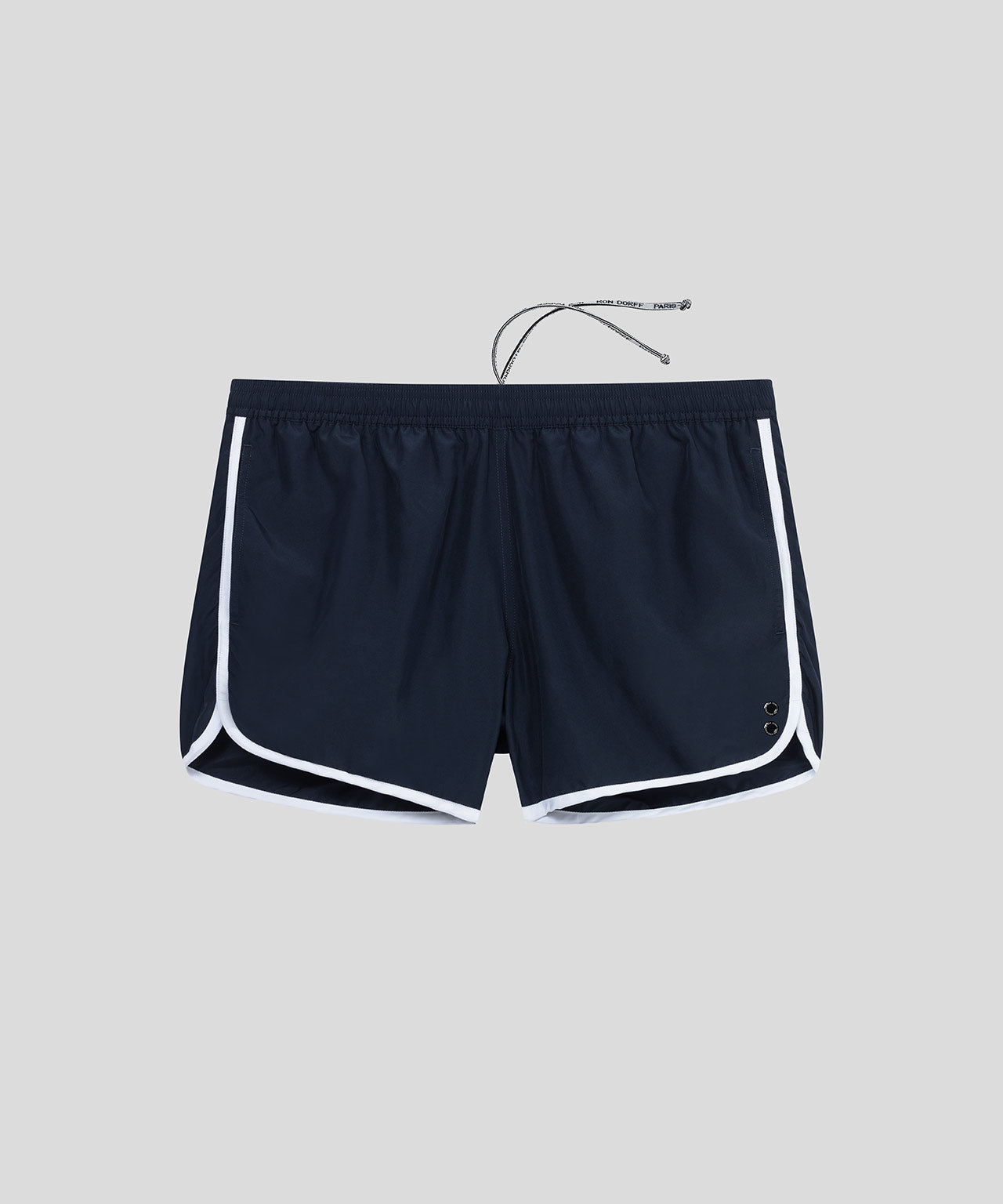 ron dorff Short de bain avec bandes contrastées arrondies Bleu marine
