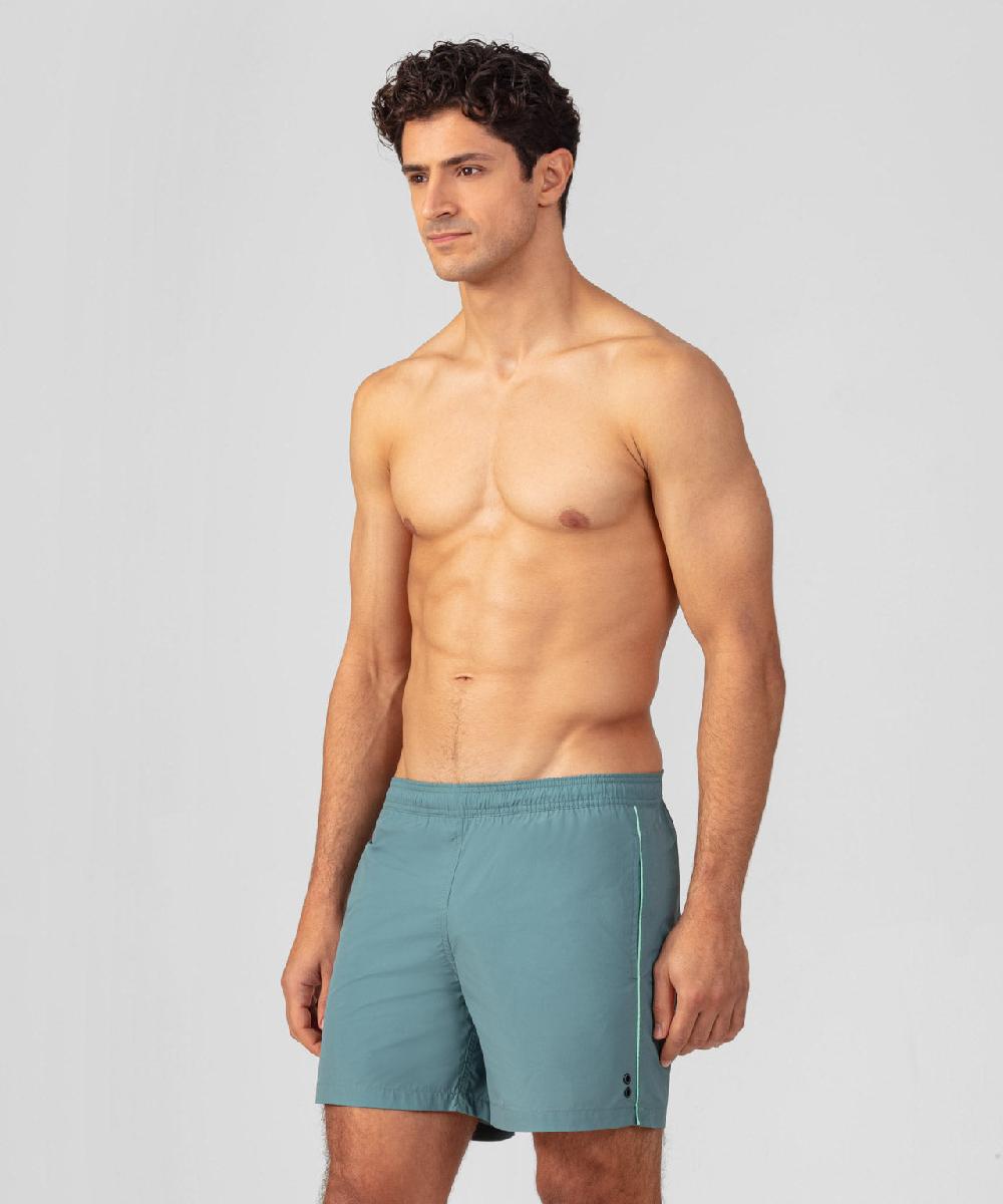 Ron Dorff Short De Bain Avec Bandes Latérales Vert De Gris