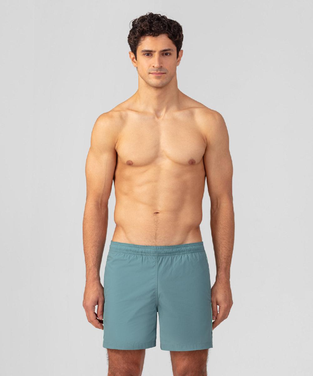 ron dorff Short de bain avec bandes latérales Vert de gris