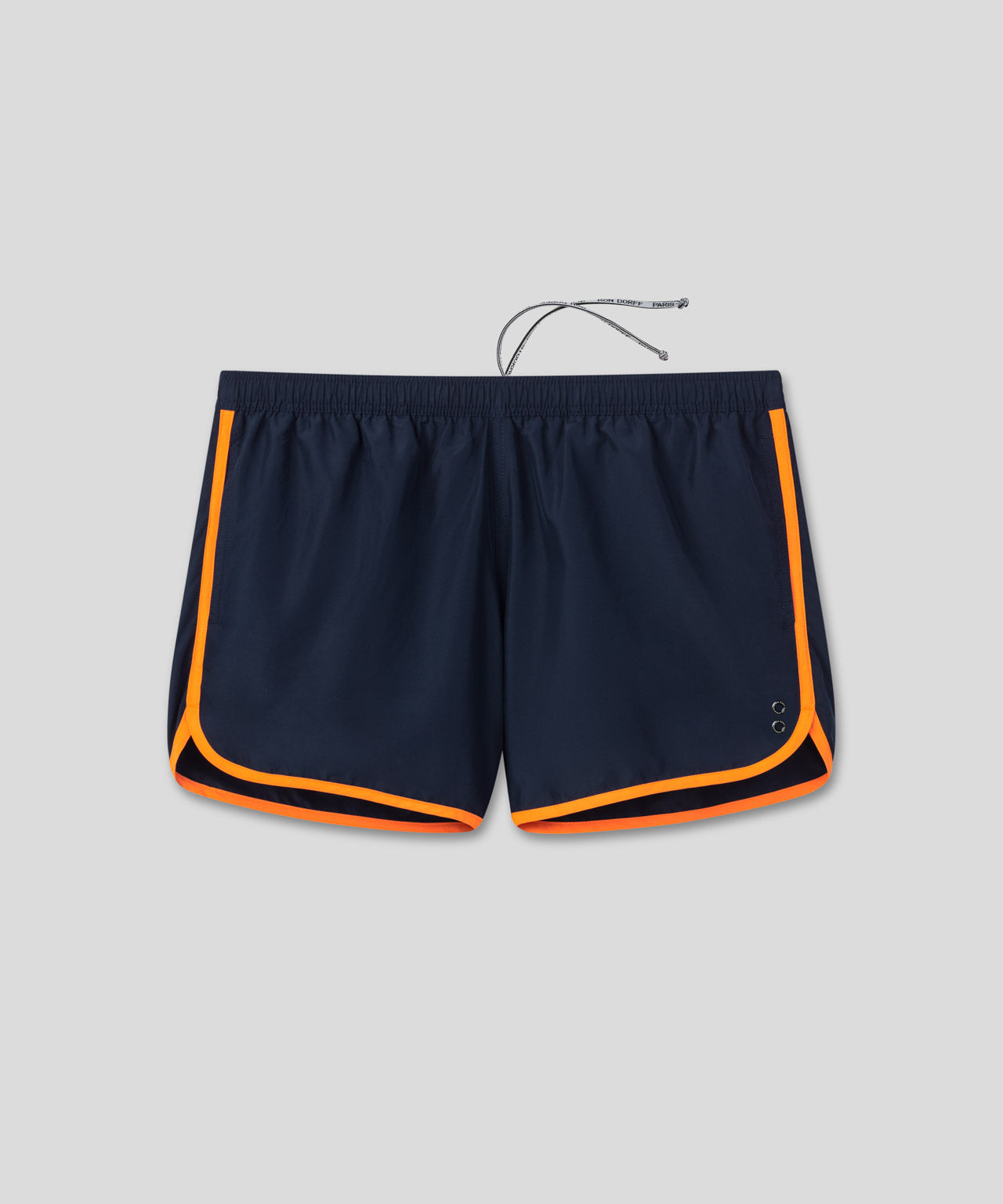 Ron Dorff Short De Bain Avec Bords Arrondis Et Bandes Contrastées Bleu Marine/orange Fluo