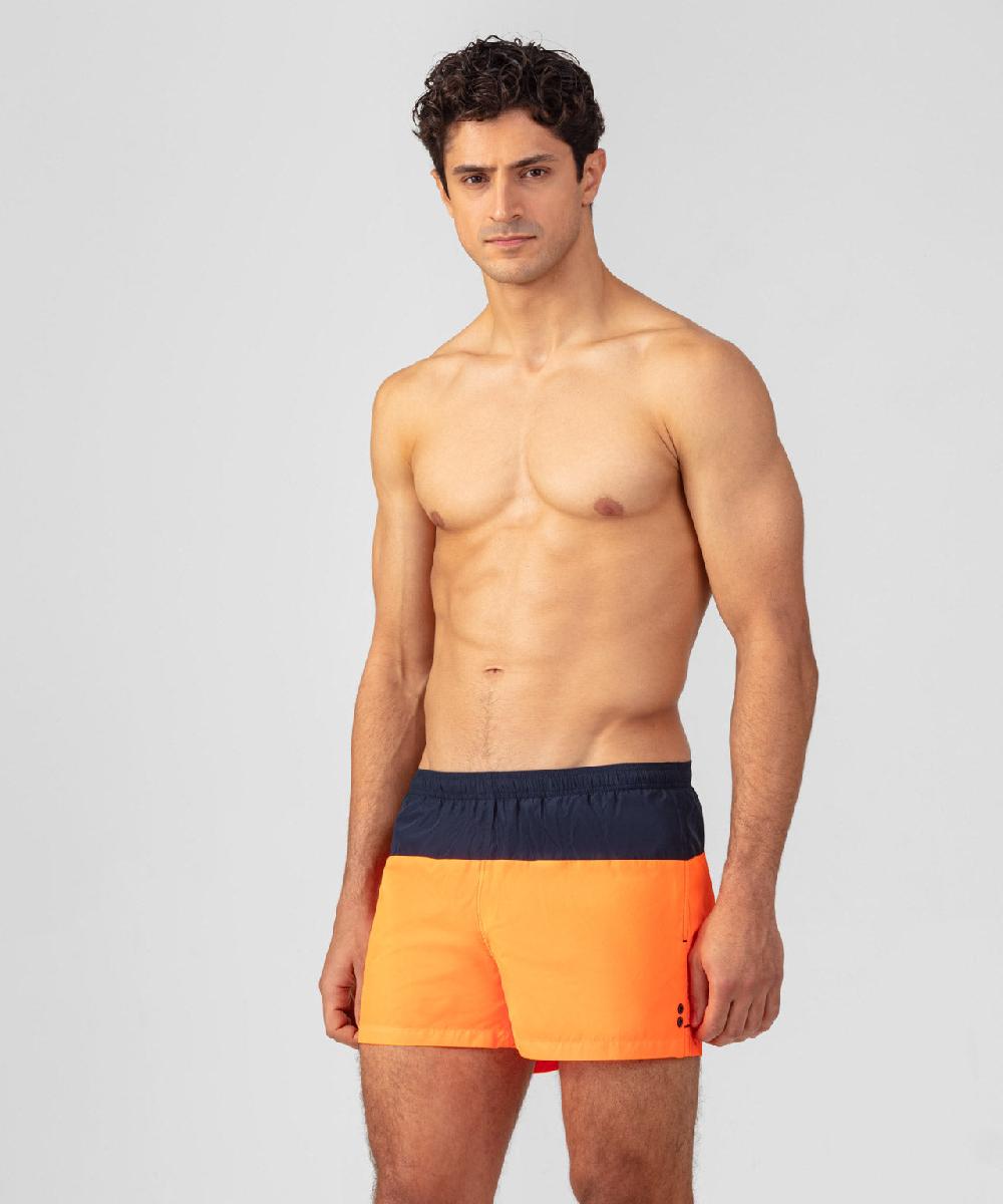 Ron Dorff Short De Bain Bicolore Bleu Marine/orange Fluo