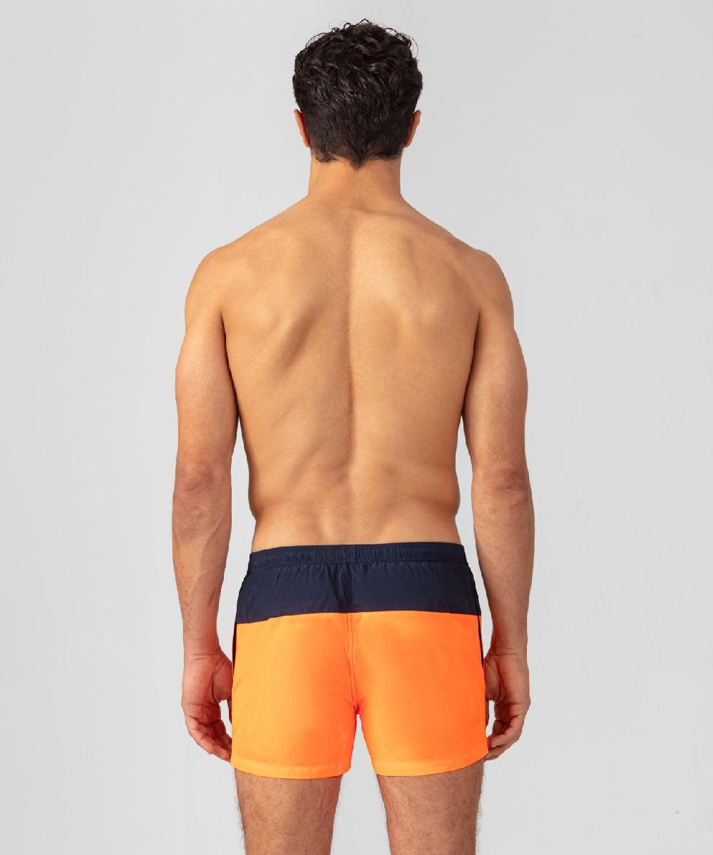 Ron Dorff Short De Bain Bicolore Bleu Marine/orange Fluo