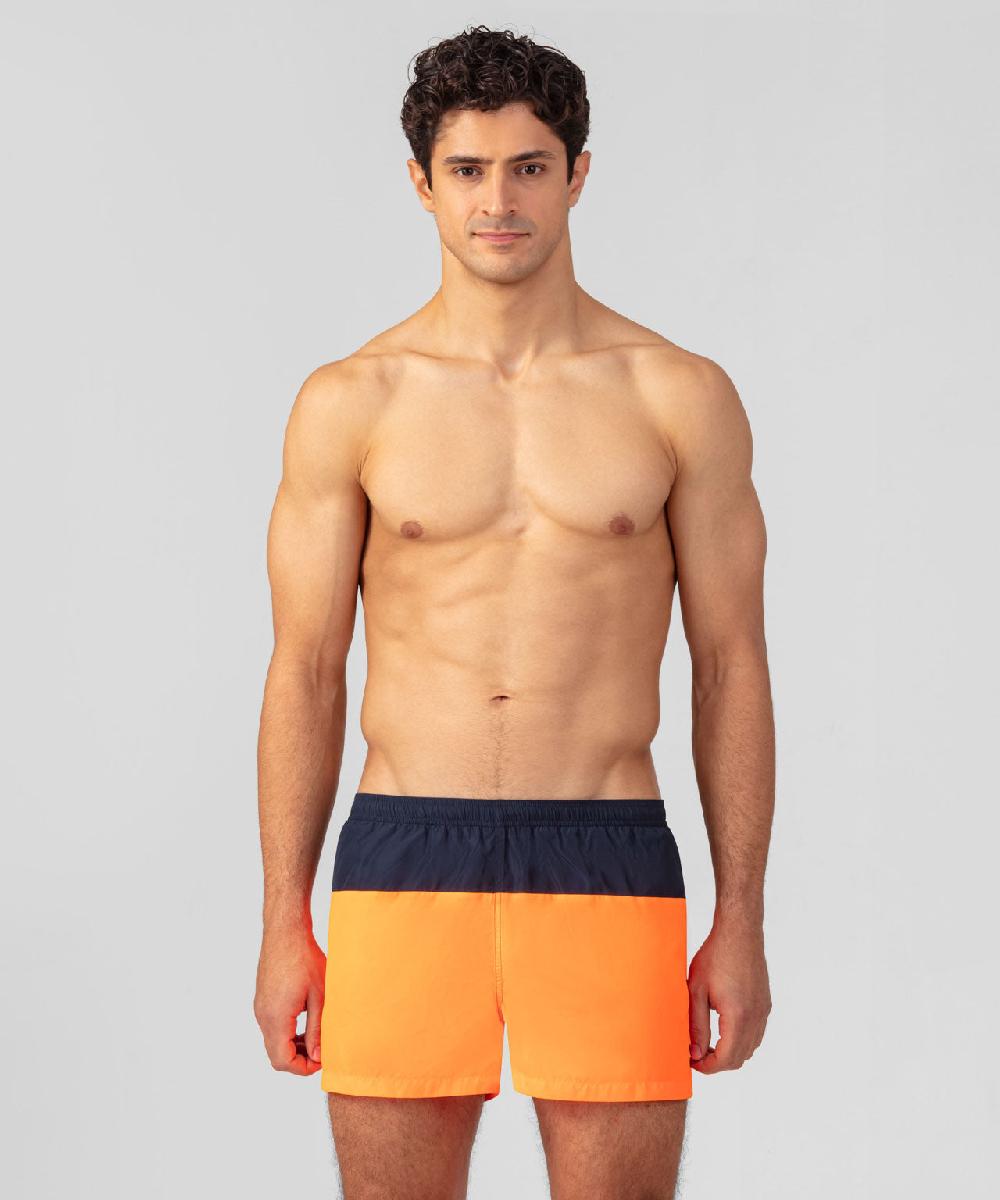 ron dorff Short de bain bicolore Bleu marine/orange fluo