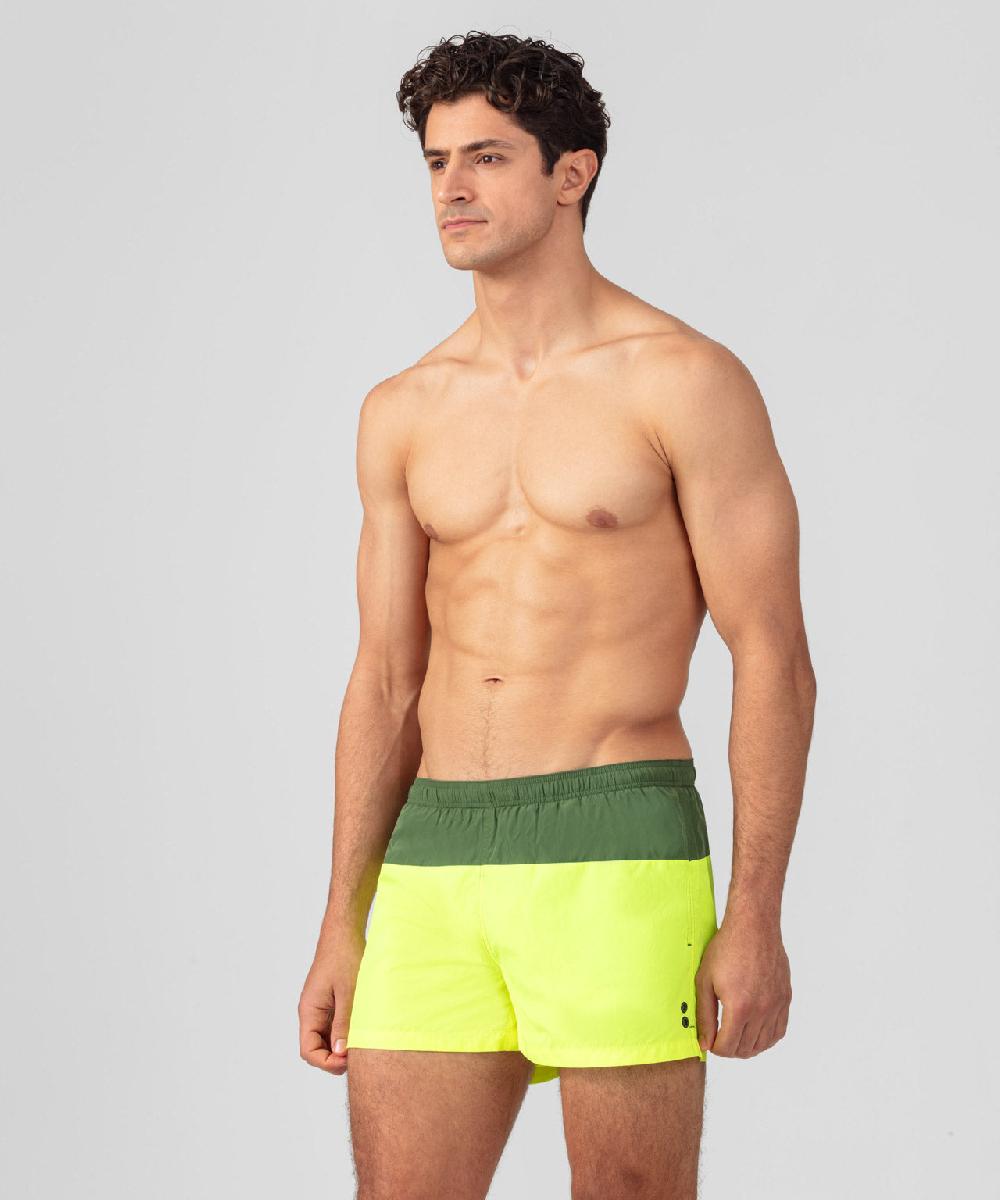 Ron Dorff Short De Bain Bicolore Vert Cactus/jaune Fluo