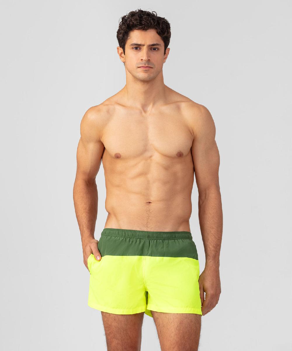 ron dorff Short de bain bicolore Vert cactus/jaune fluo