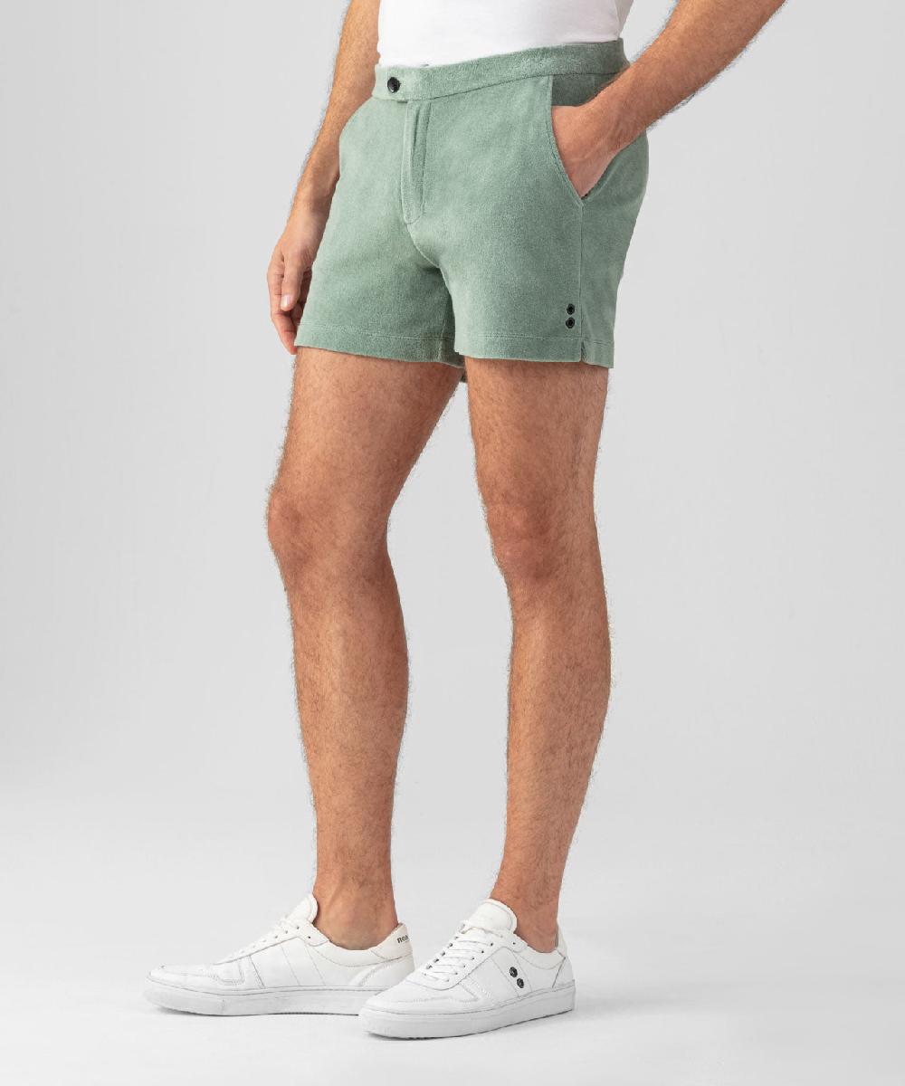 Ron Dorff Short De Tennis En Coton Terry Vert De Gris