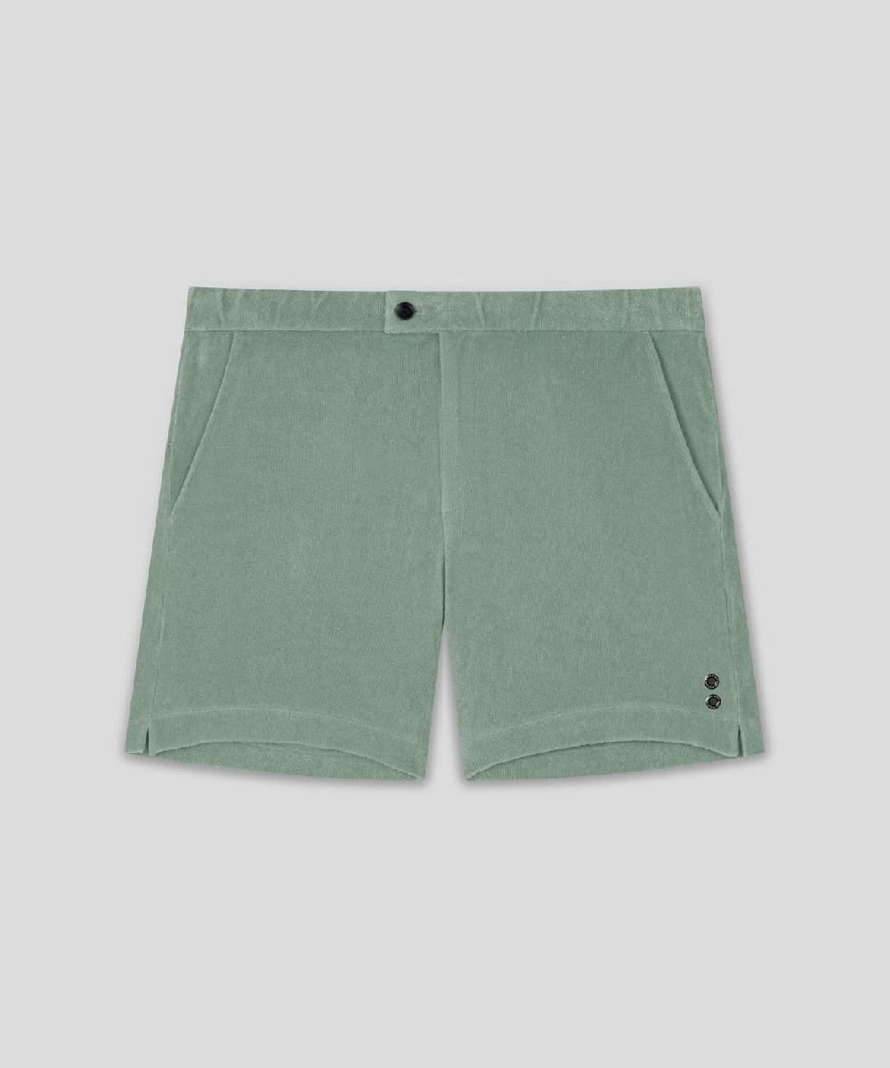 Ron Dorff Short De Tennis En Coton Terry Vert De Gris