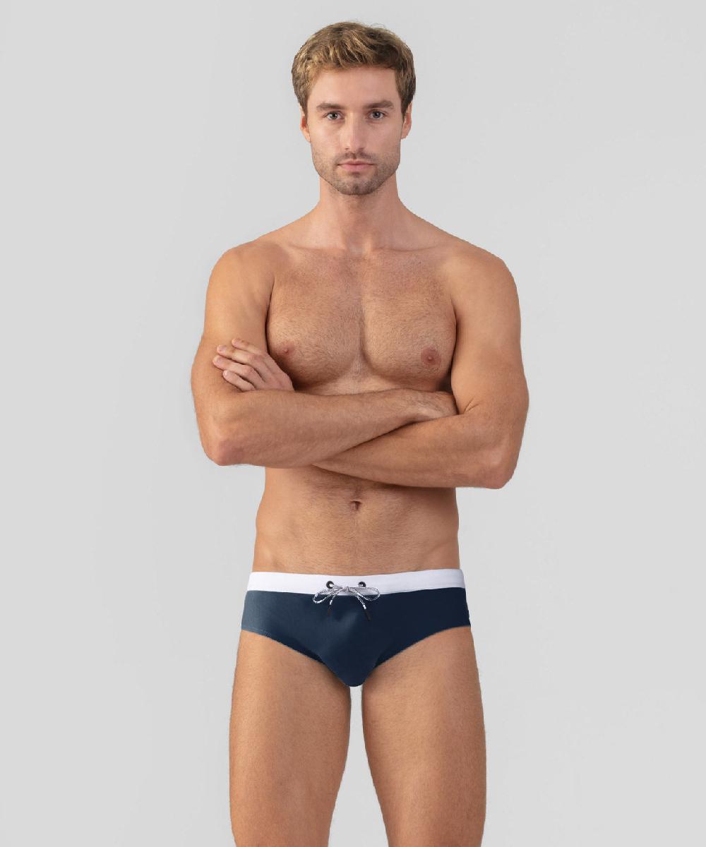 ron dorff Slip de bain à ceinture contrastée Bleu marine