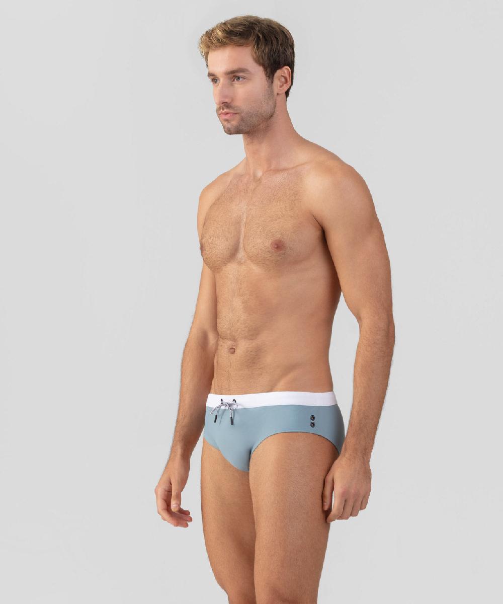 Ron Dorff Slip De Bain à Ceinture Contrastée Vert De Gris