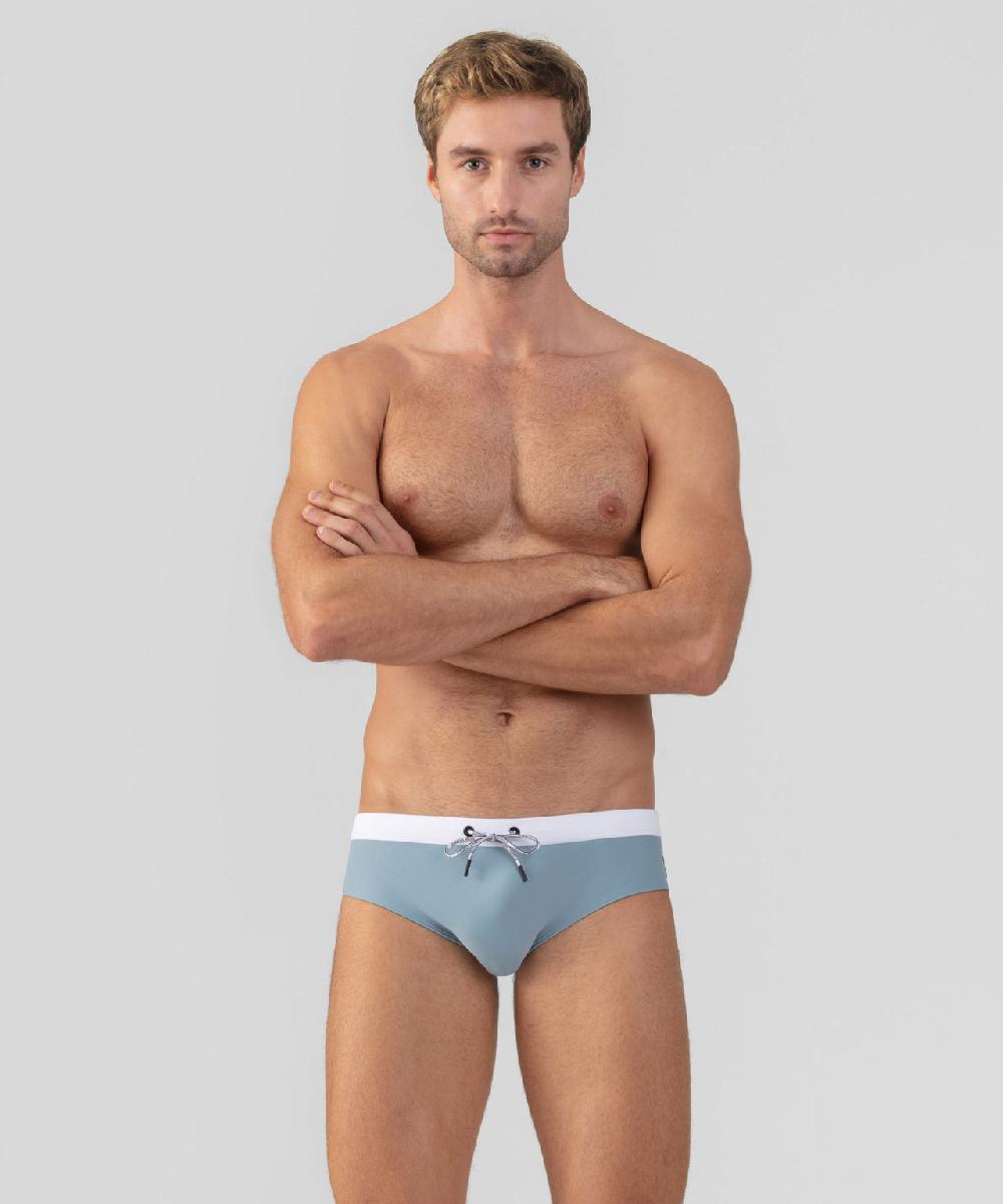 ron dorff Slip de bain à ceinture contrastée Vert de gris