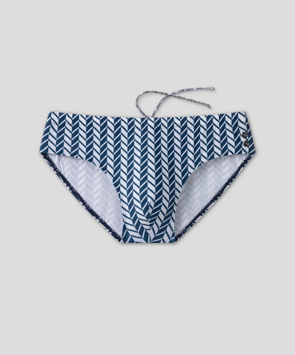 Ron Dorff Slip De Bain à Motif Nordique Bleu Profond