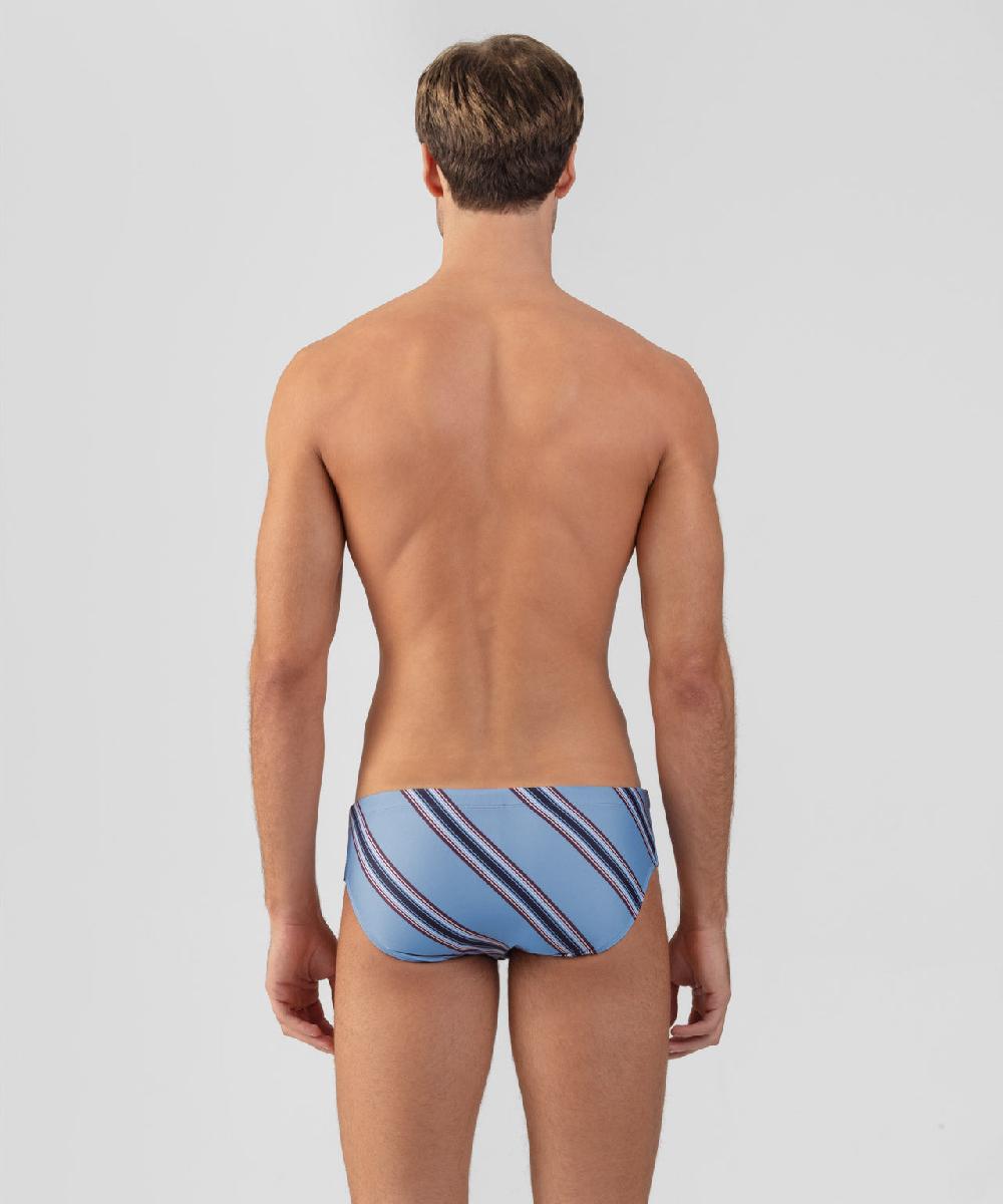 Ron Dorff Slip De Bain à Rayures Diagonales Bleu Denim Clair