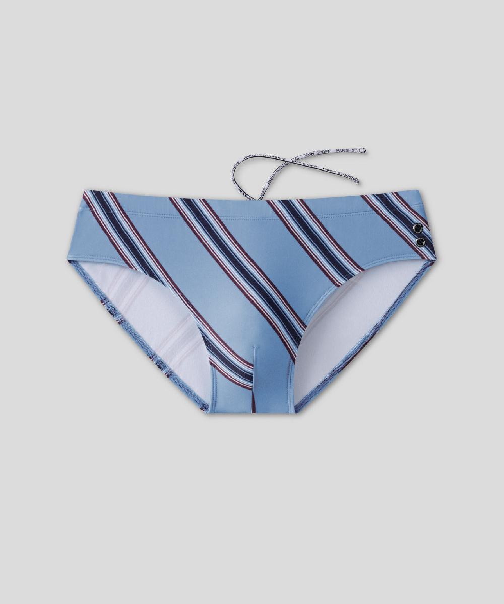 Ron Dorff Slip De Bain à Rayures Diagonales Bleu Denim Clair