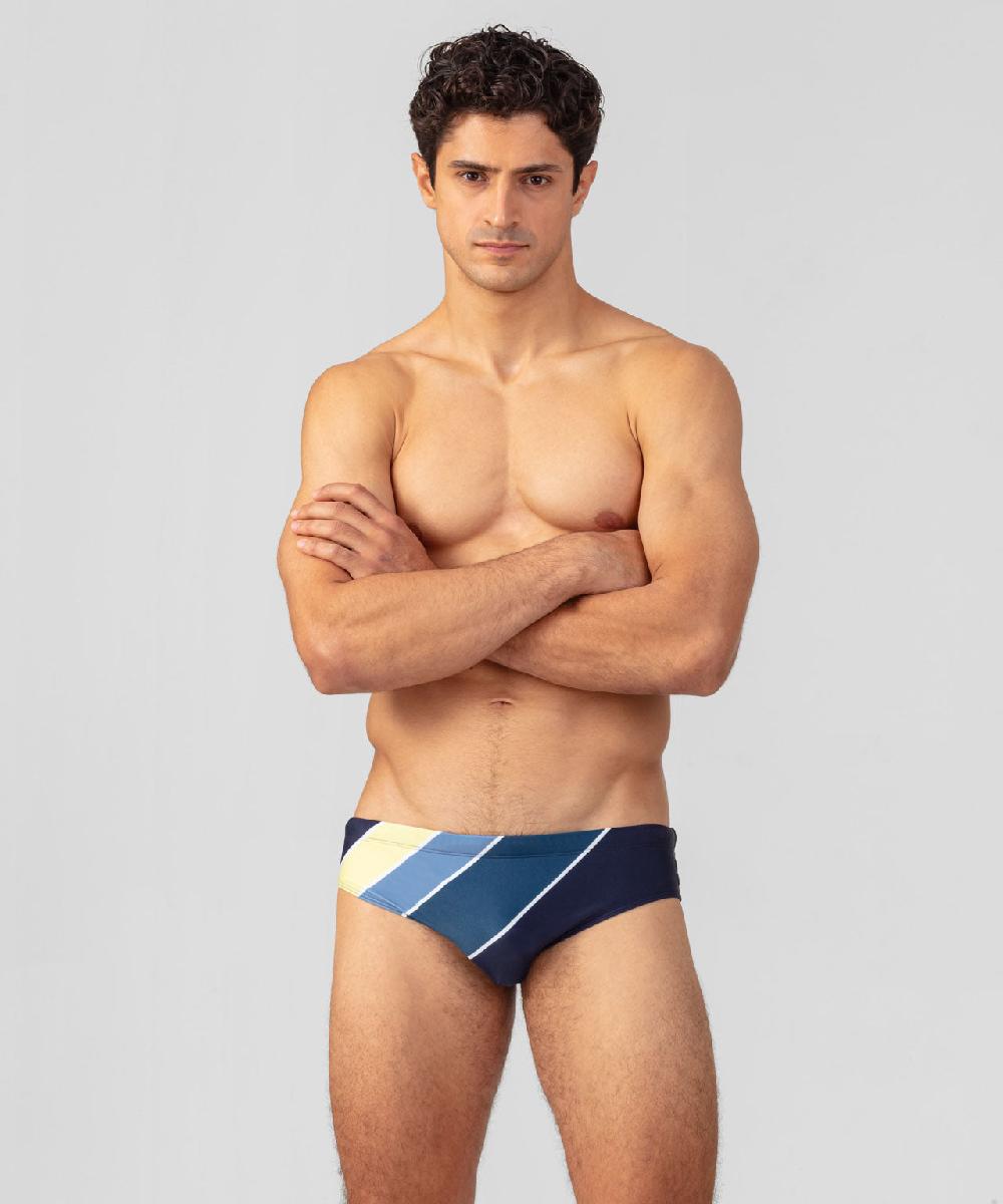 ron dorff Slip de bain à rayures diagonales Bleu marine