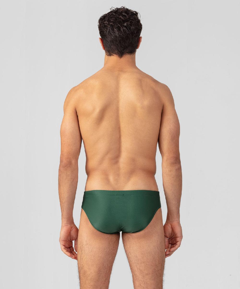 Ron Dorff Slip De Bain à Rayures Diagonales Vert Cactus