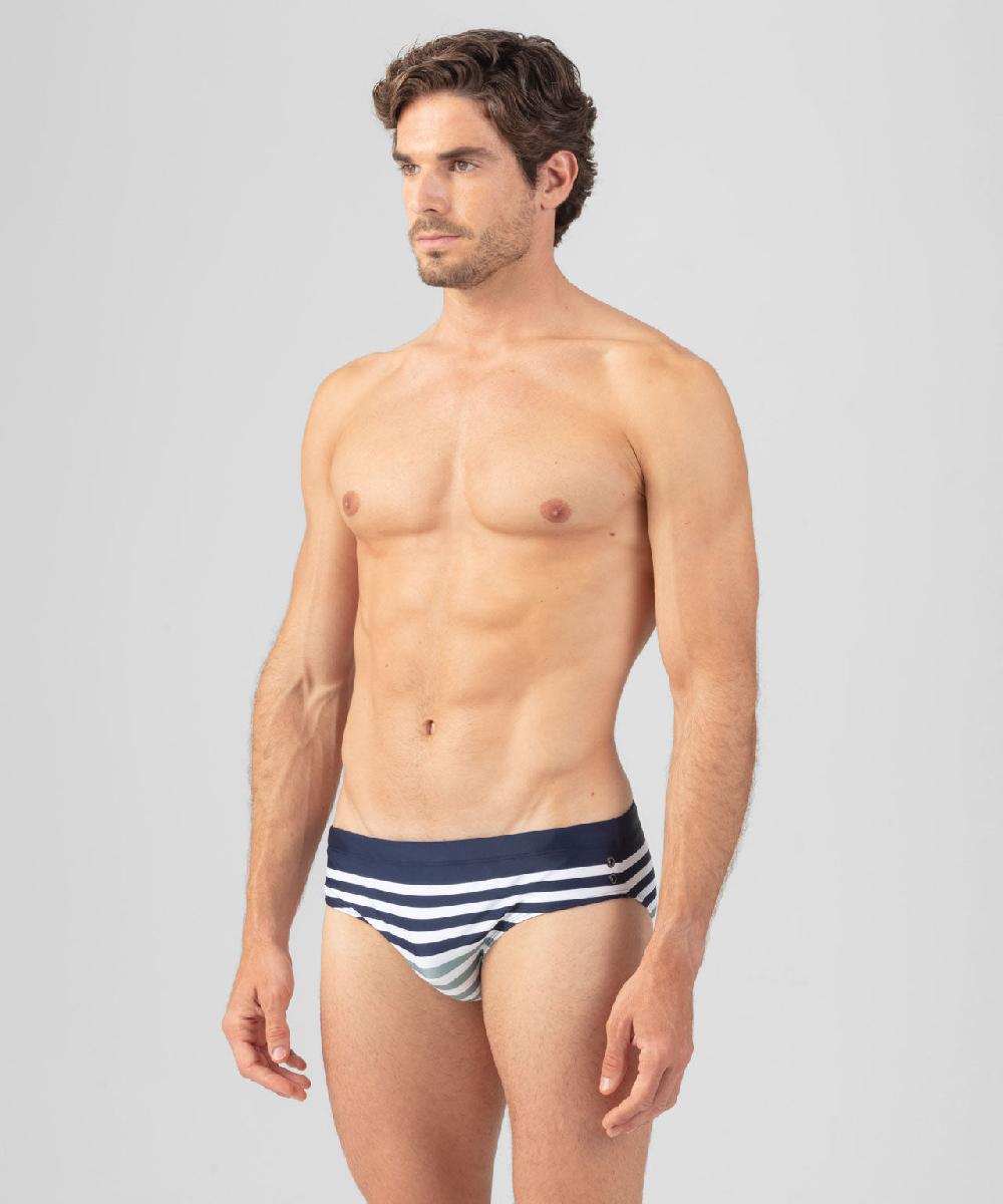 Ron Dorff Slip De Bain à Rayures Multicolores Bleu Océan