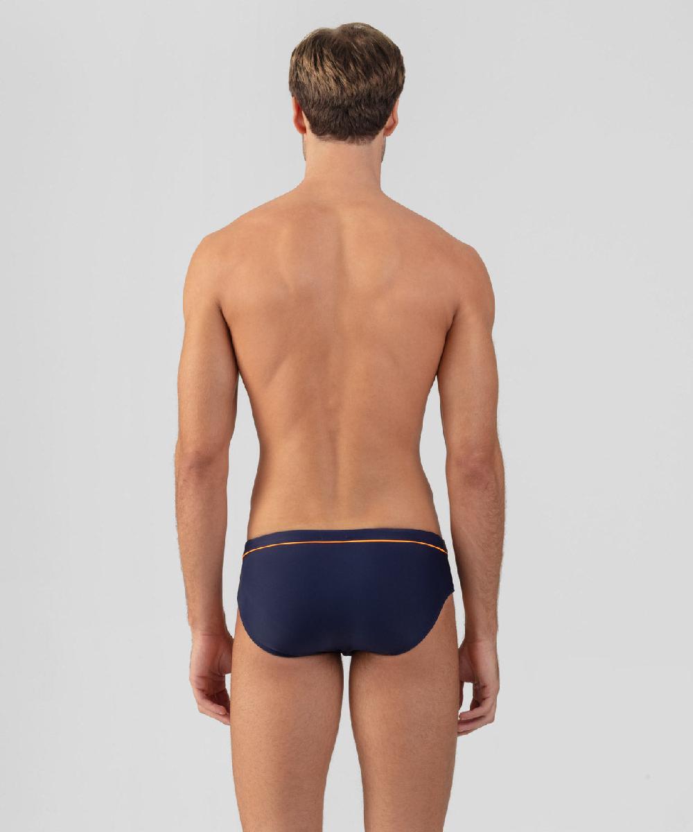 Ron Dorff Slip De Bain Avec Passepoil Bleu Marine/orange Fluo