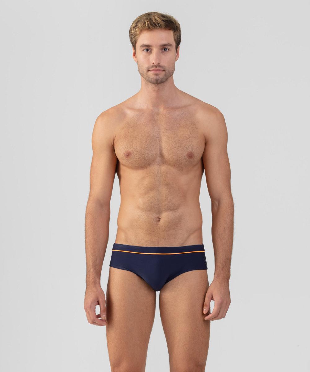 ron dorff Slip de bain avec passepoil Bleu marine/orange fluo