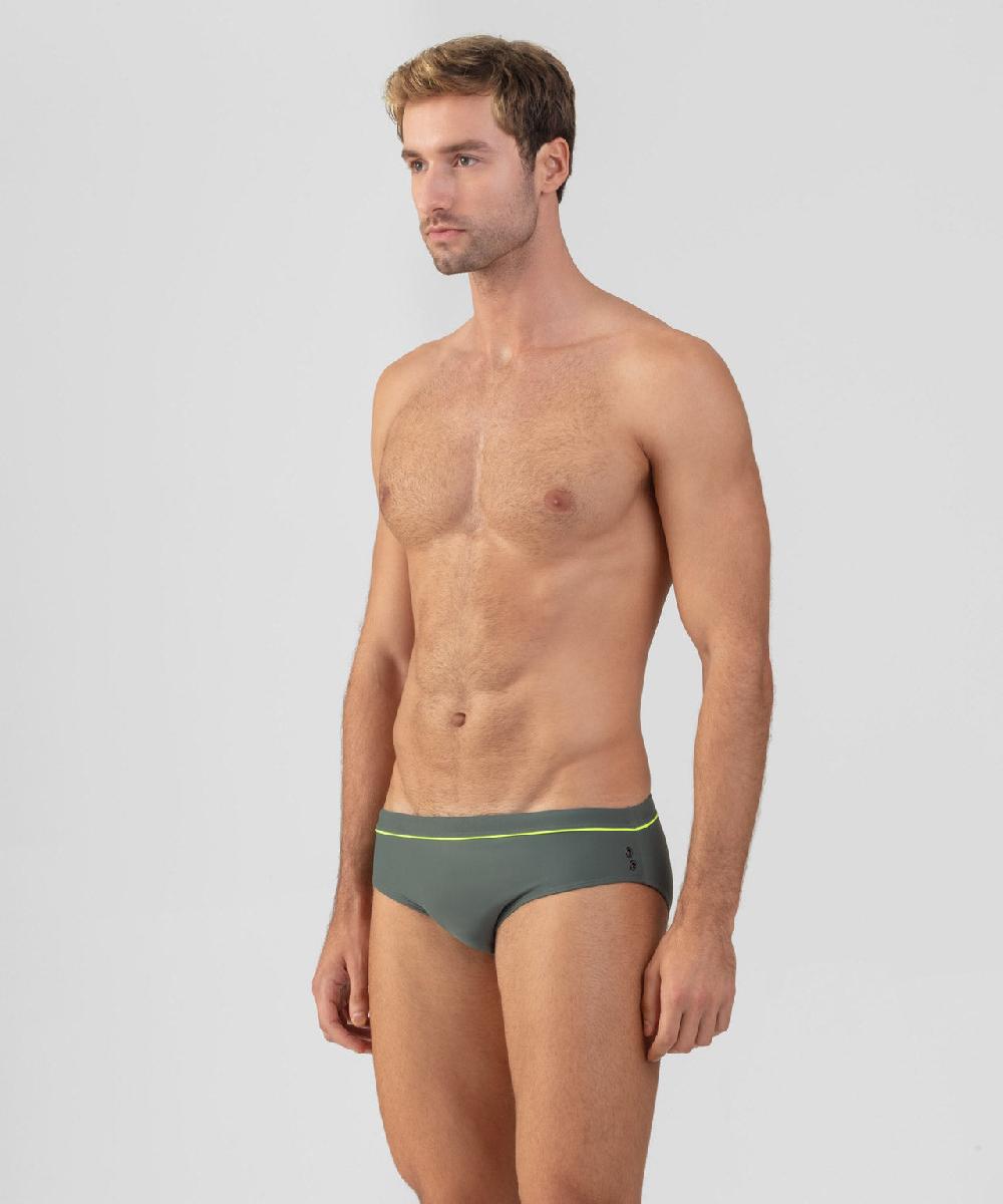 Ron Dorff Slip De Bain Avec Passepoil Vert Ombré/ Jaune Fluo