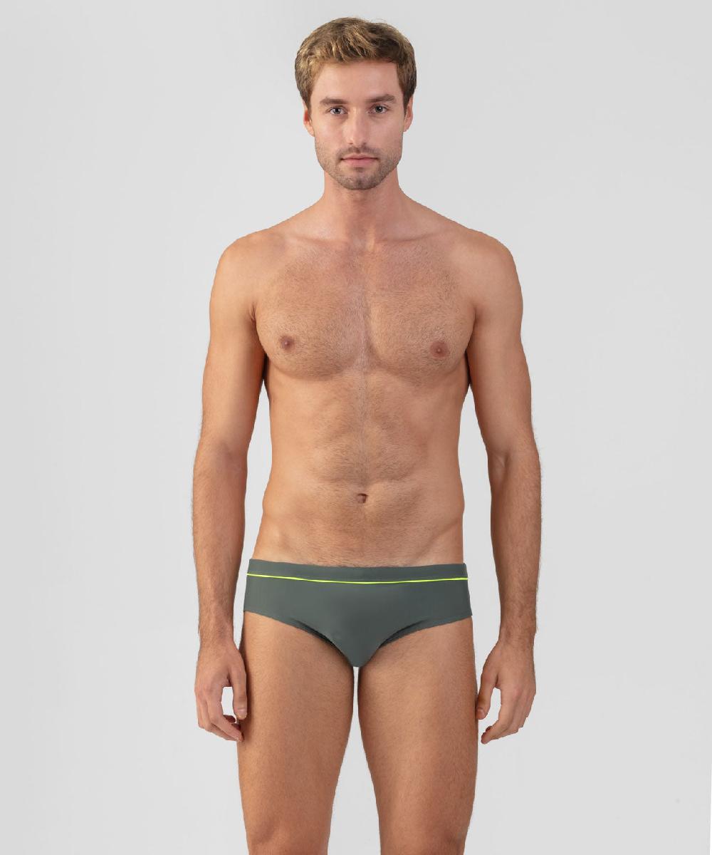 ron dorff Slip de bain avec passepoil Vert ombré/ jaune fluo