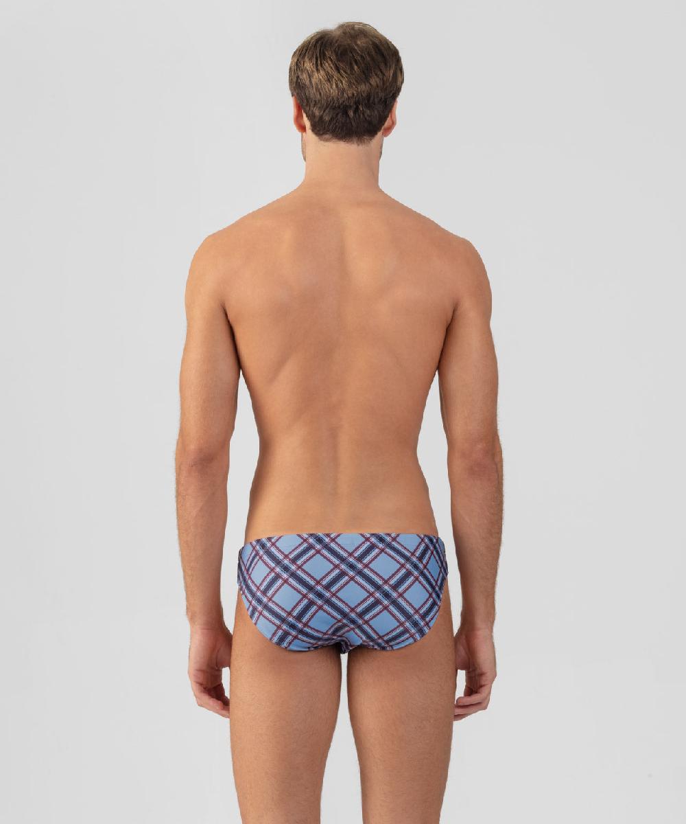 Ron Dorff Slip De Bain échancré à Carreaux Bleu Denim Clair