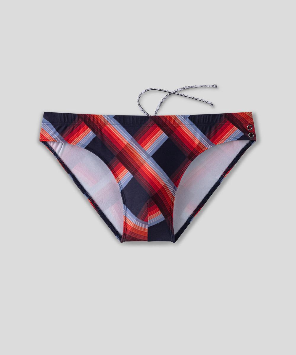 Ron Dorff Slip De Bain échancré à Larges Carreaux Bleu Marine