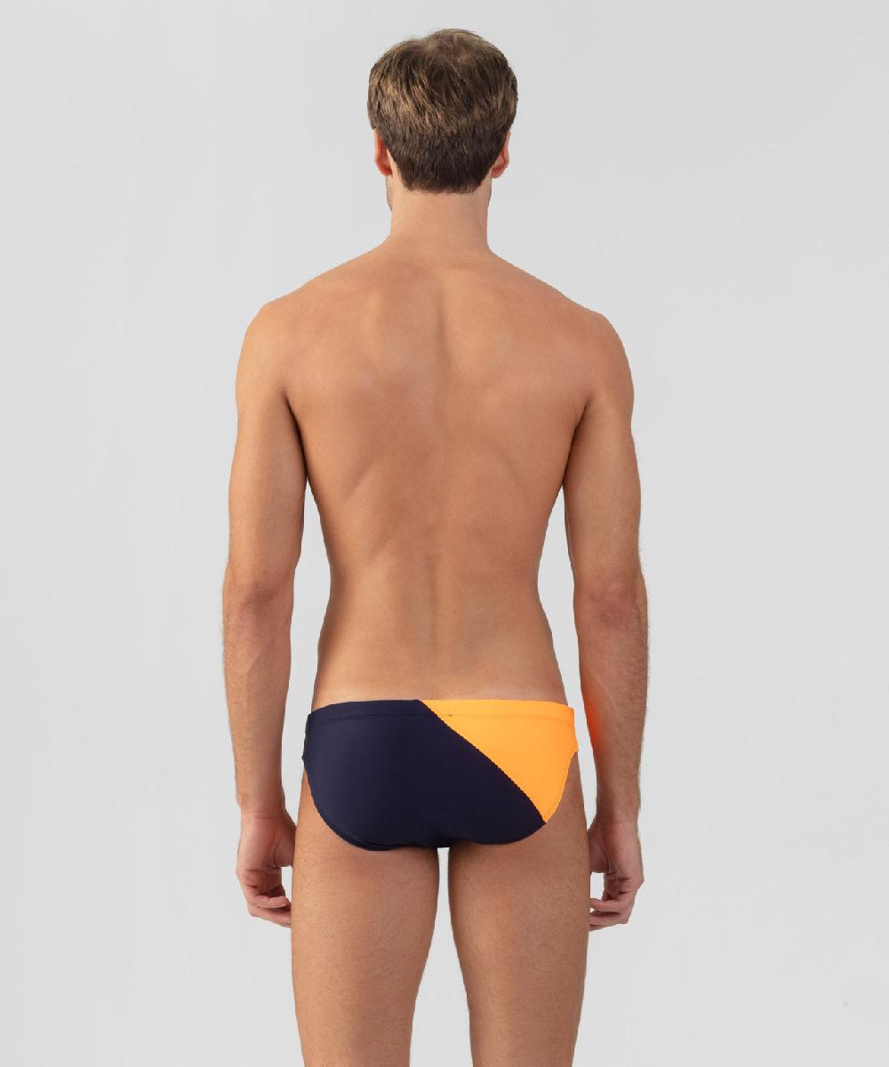 Ron Dorff Slip De Bain échancré Bicolore Bleu Marine/orange Fluo