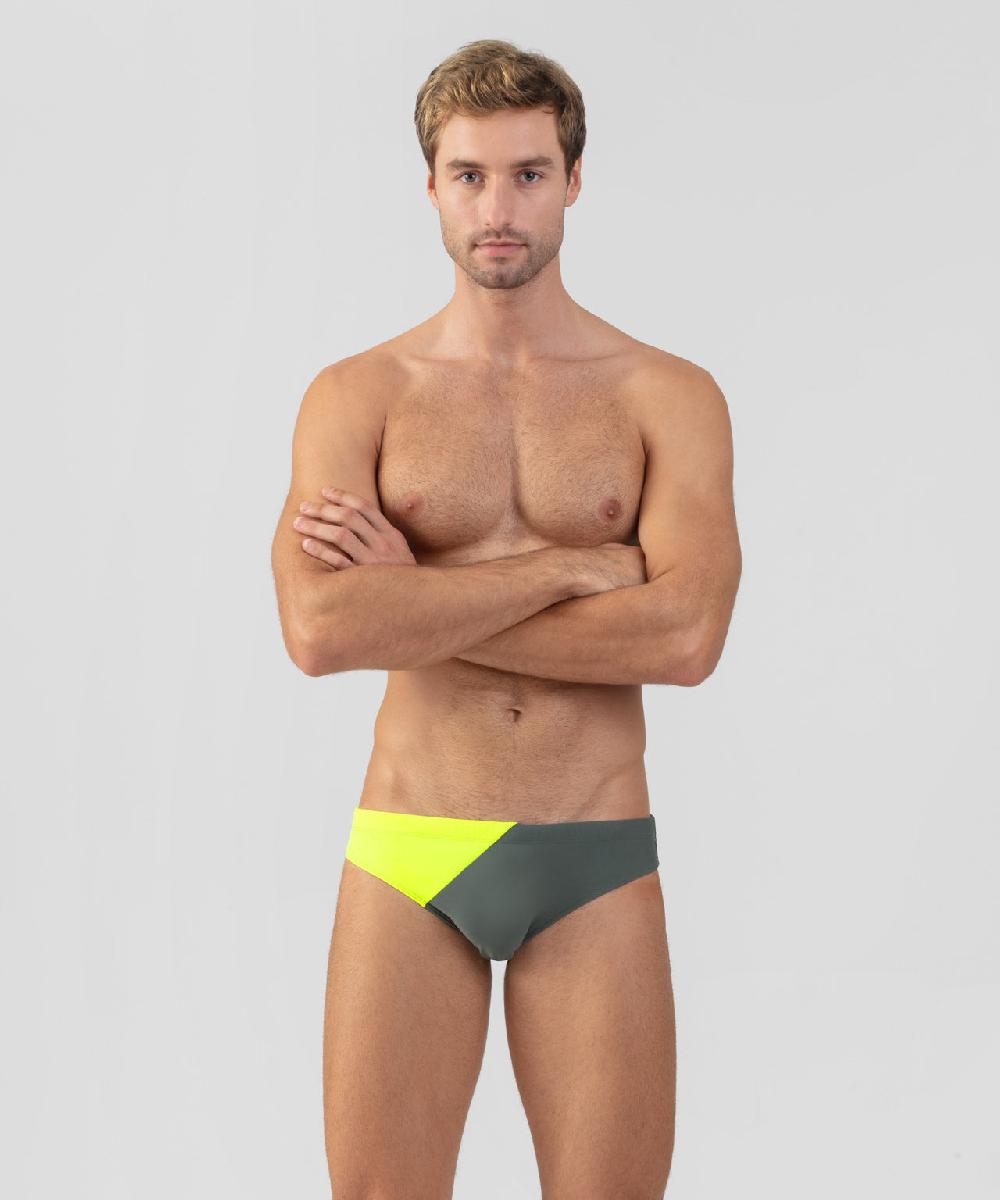ron dorff Slip de bain échancré bicolore Vert ombré/jaune fluo