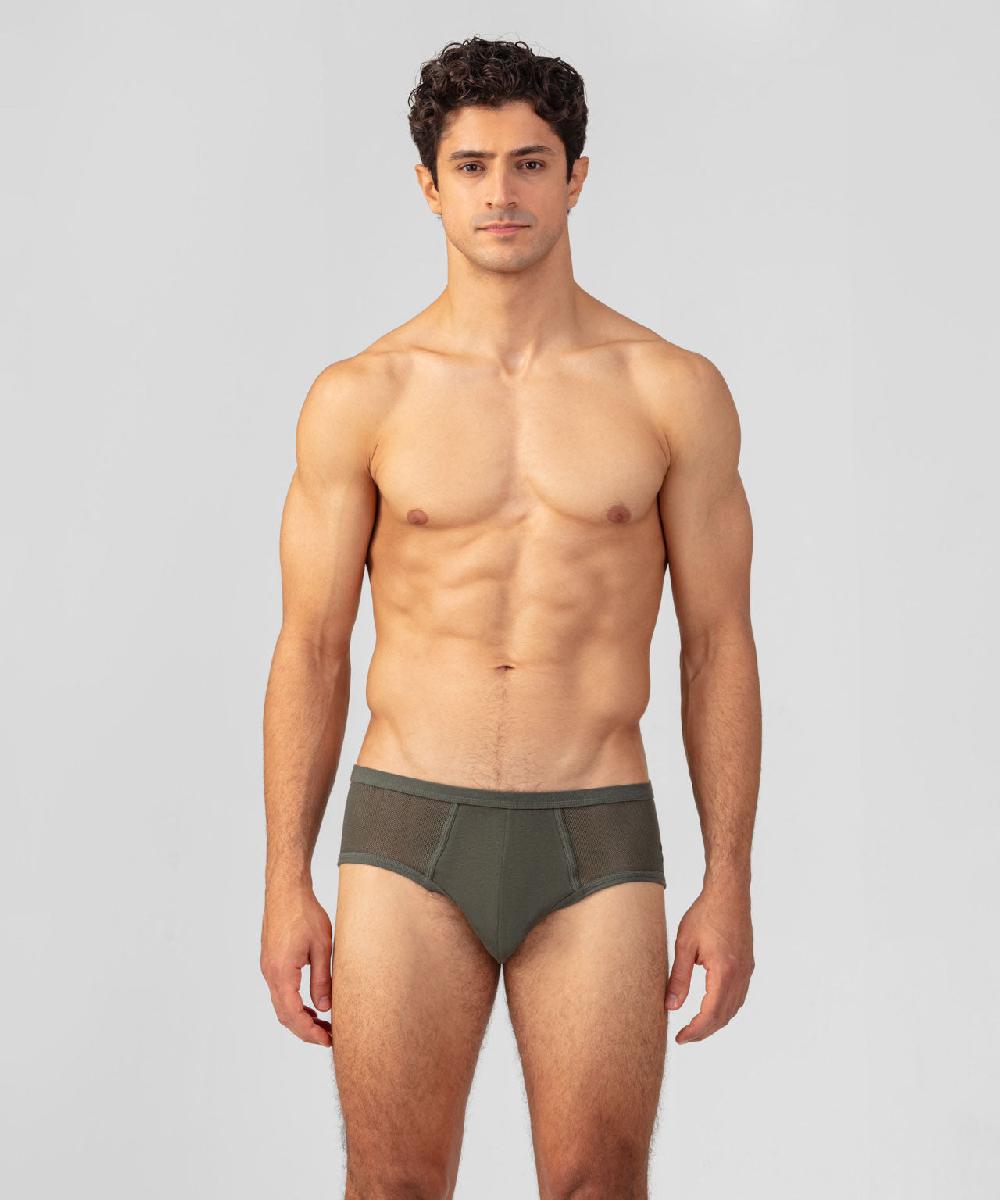 ron dorff Slip Y-front en filet de coton Vert militaire
