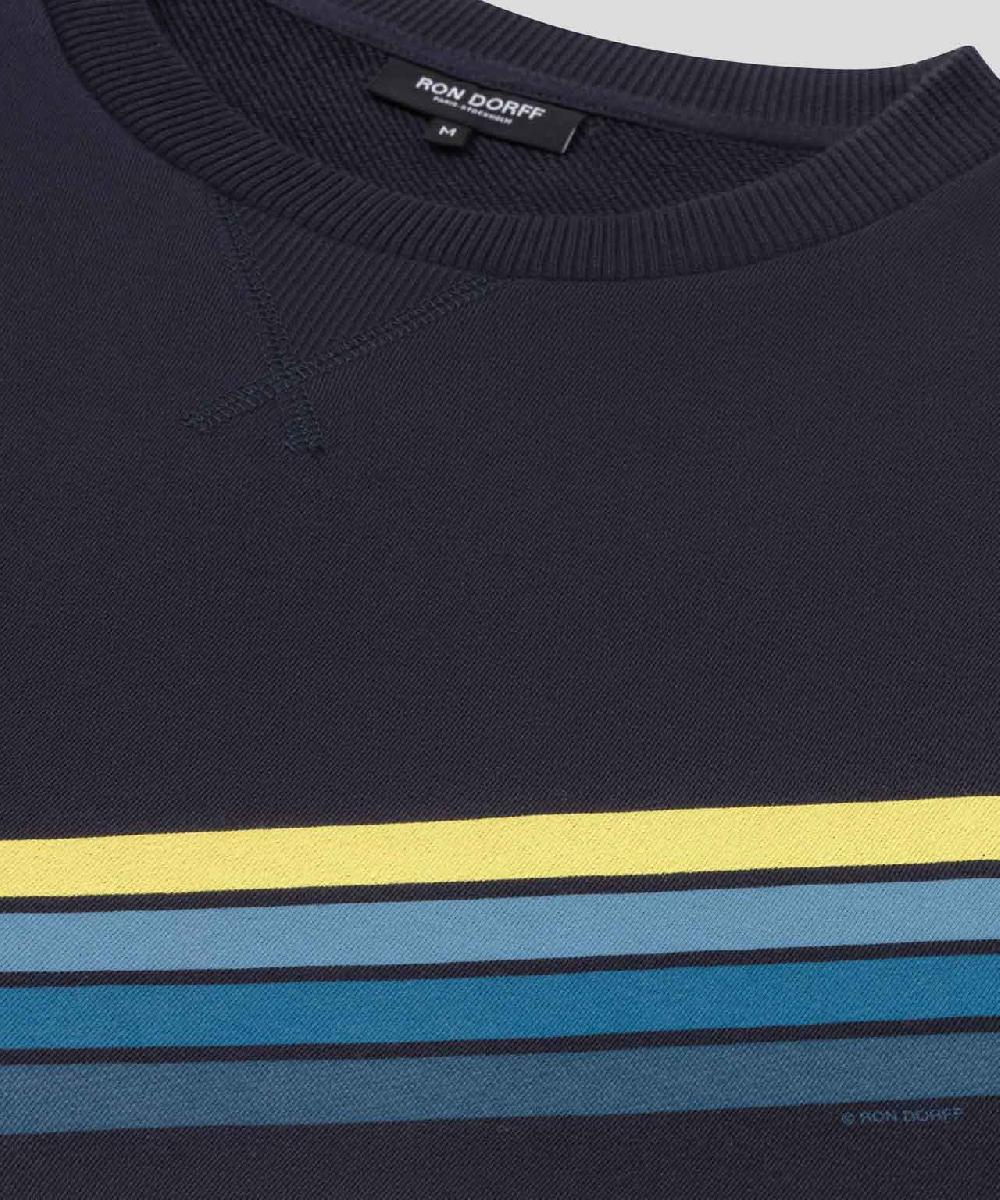 Ron Dorff Sweatshirt En Coton Organique à Rayures Diagonales Bleu Marine