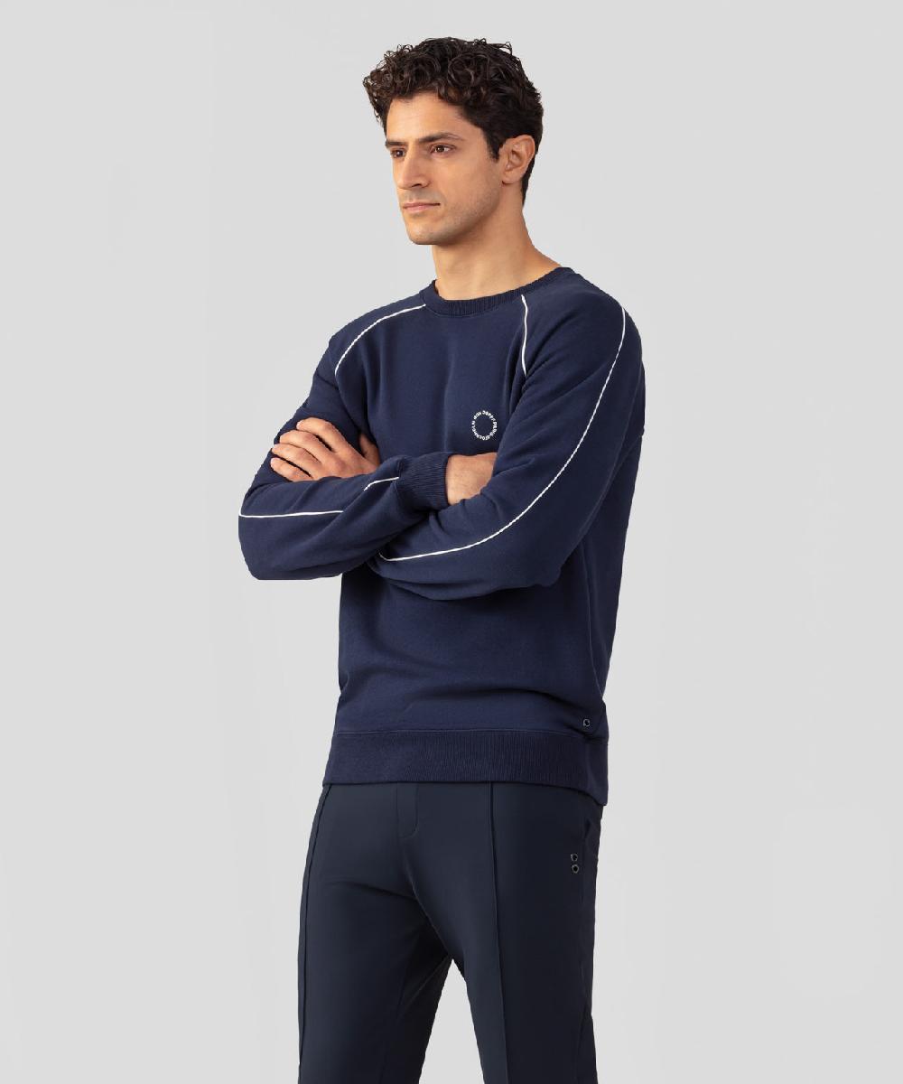 Ron Dorff Sweatshirt En Coton Organique Avec Passepoil Bleu Océan