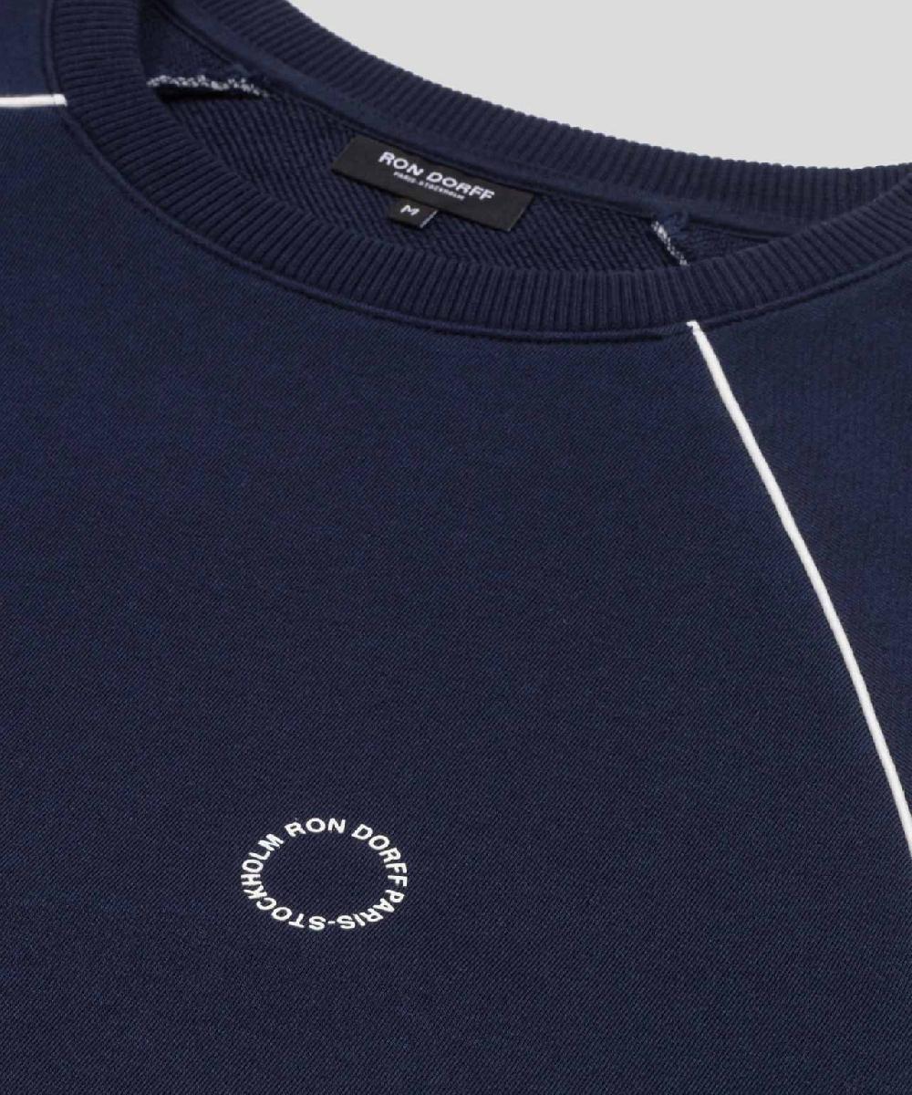 Ron Dorff Sweatshirt En Coton Organique Avec Passepoil Bleu Océan