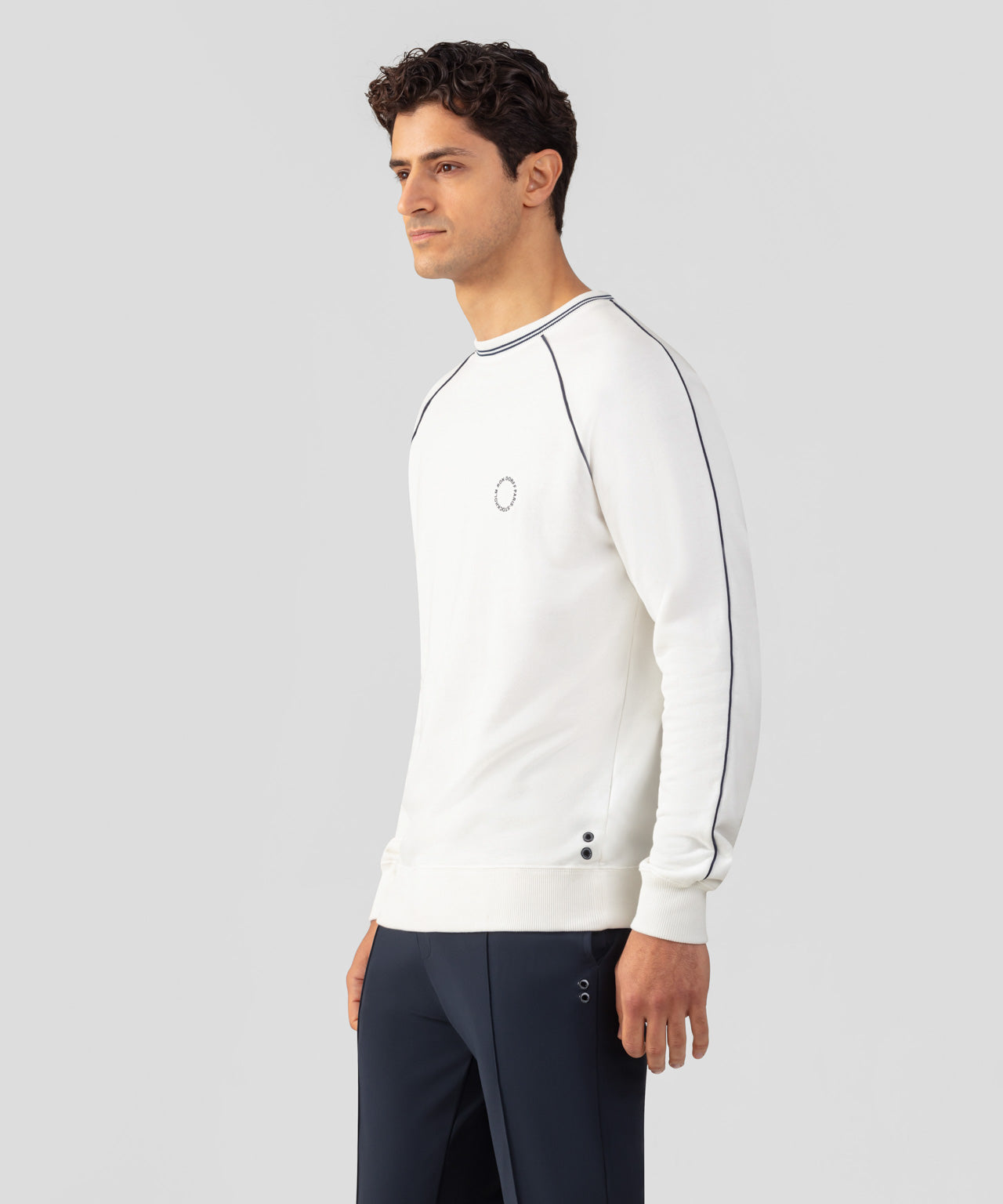 Ron Dorff Sweatshirt En Coton Organique Avec Passepoil Écru