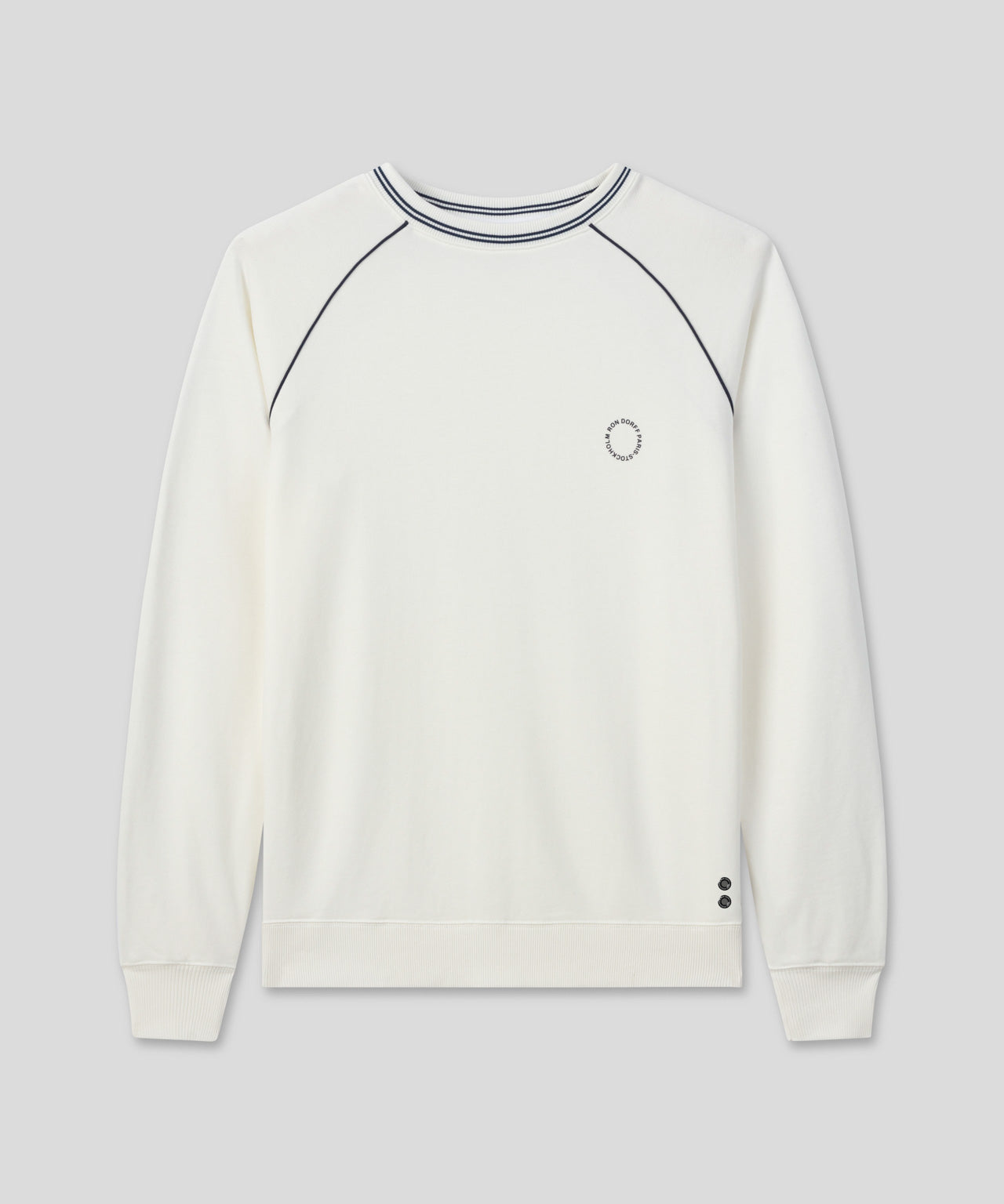 Ron Dorff Sweatshirt En Coton Organique Avec Passepoil Écru