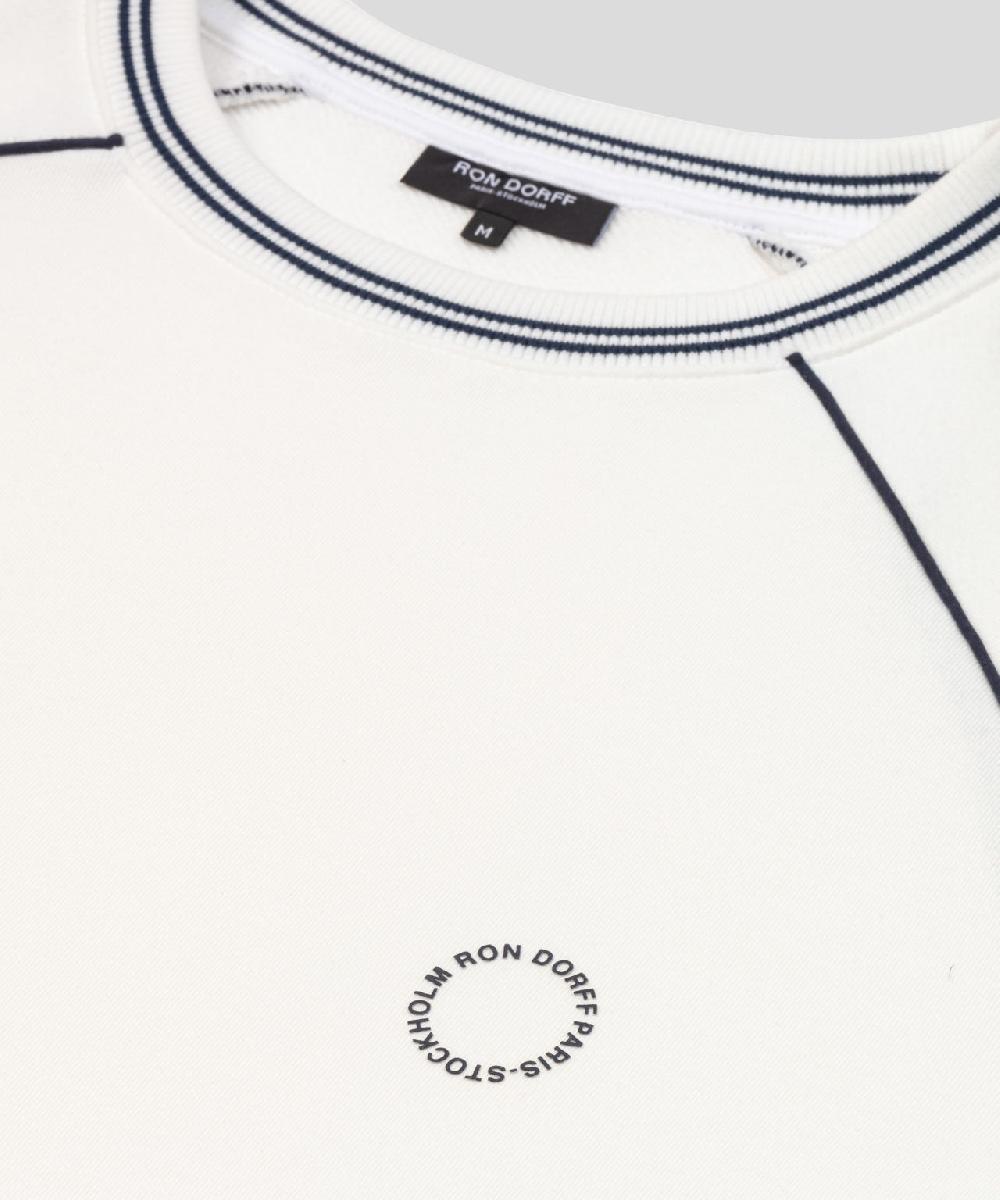 Ron Dorff Sweatshirt En Coton Organique Avec Passepoil Écru