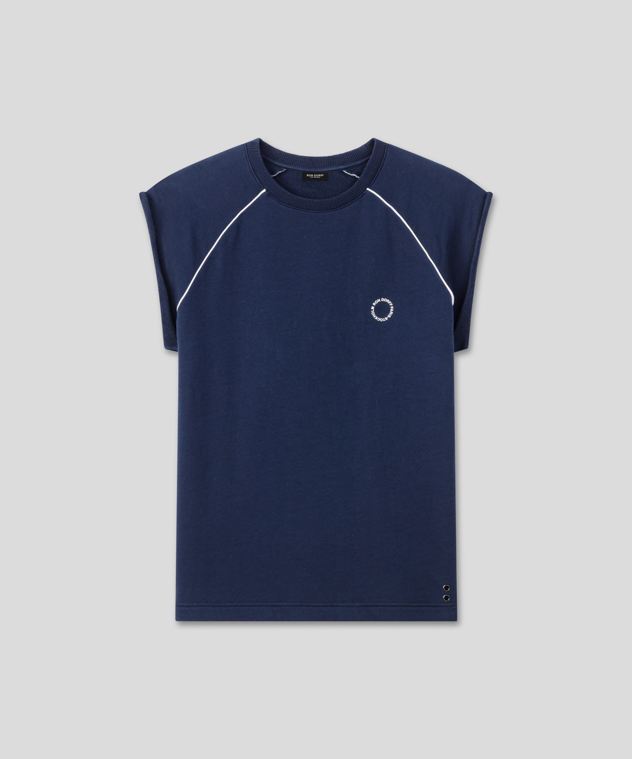 Ron Dorff Sweatshirt Sans Manches En Coton Organique Avec Passepoil Bleu Océan